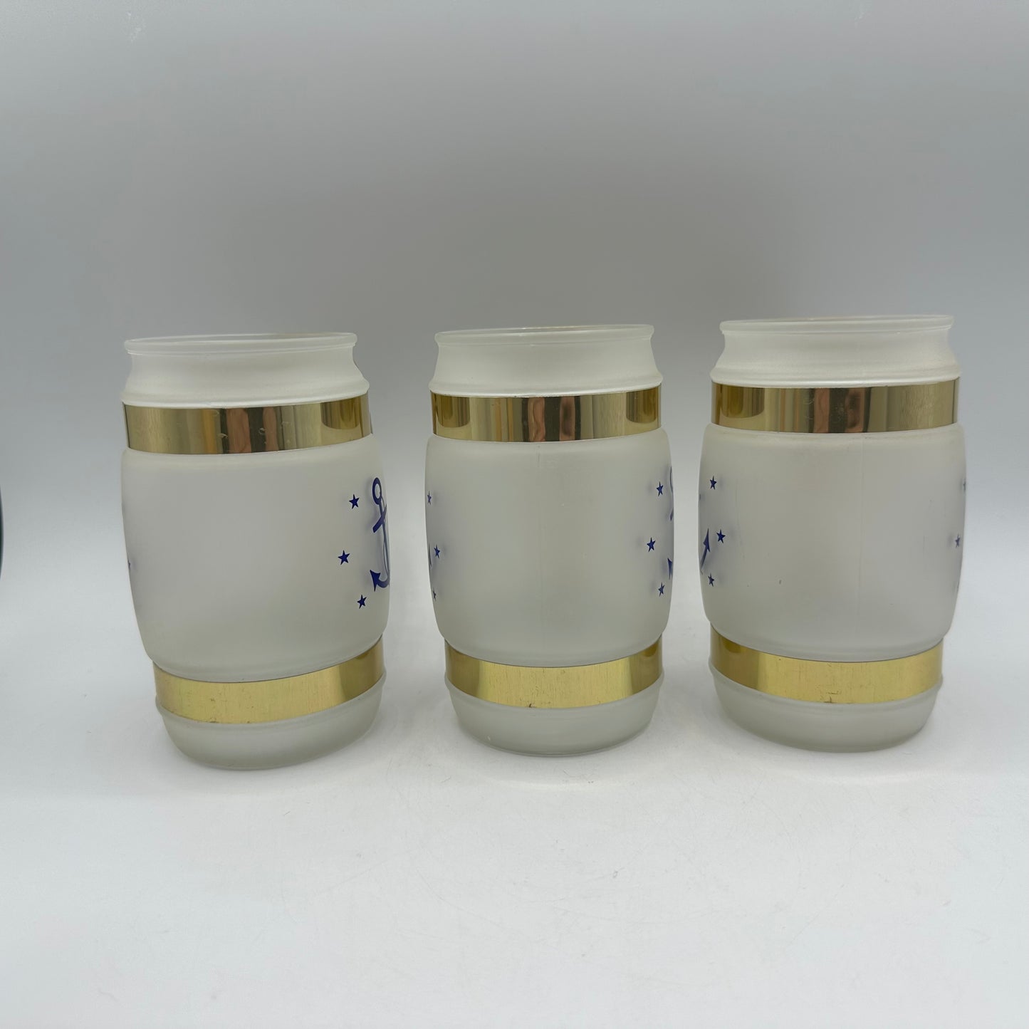 Siesta Ware Nautical Anchor Frosted Mugs with Wood Handles, Set of 6