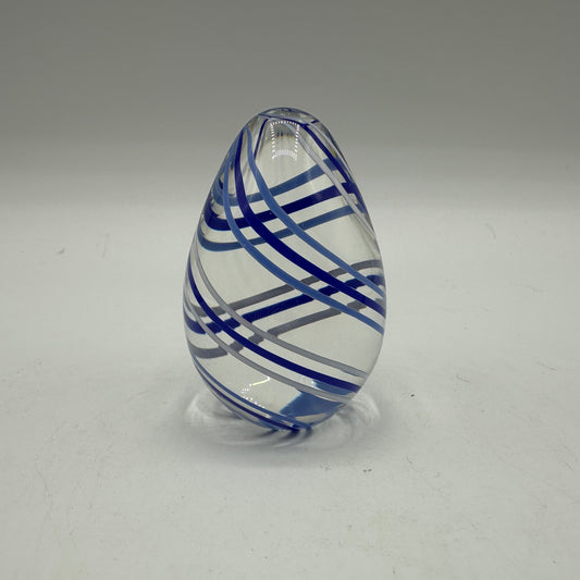 Virtex Swirled Blue and Gray Lined Paperweight