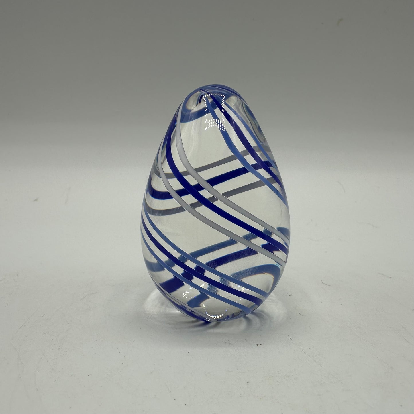 Virtex Swirled Blue and Gray Lined Paperweight