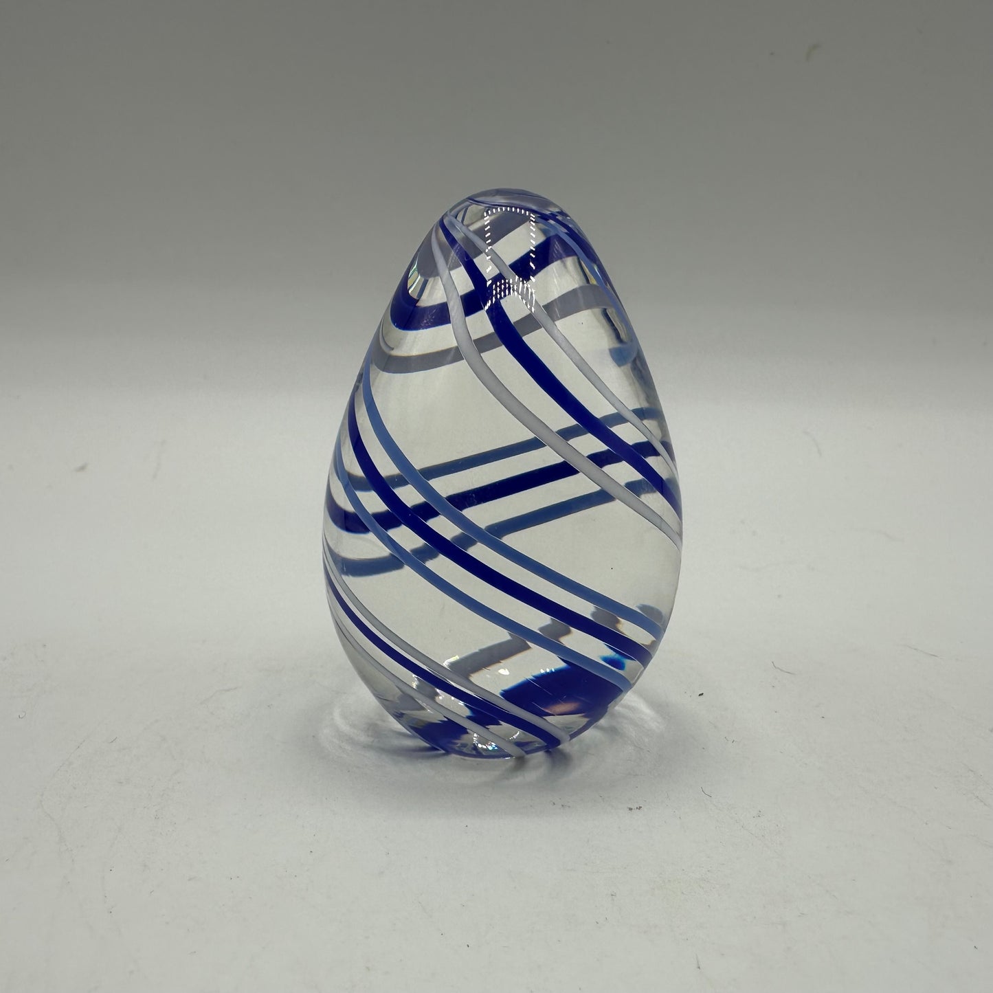 Virtex Swirled Blue and Gray Lined Paperweight