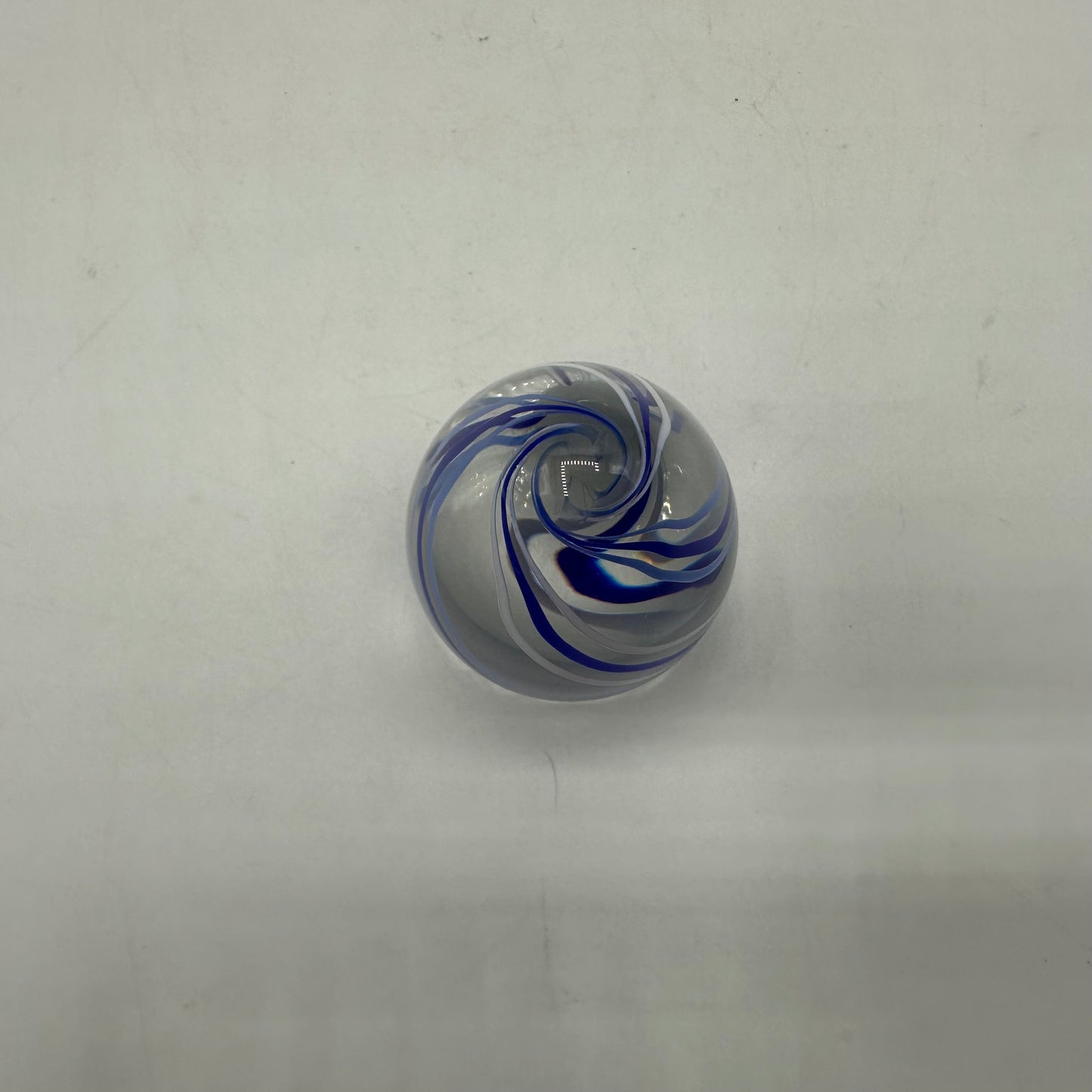 Virtex Swirled Blue and Gray Lined Paperweight