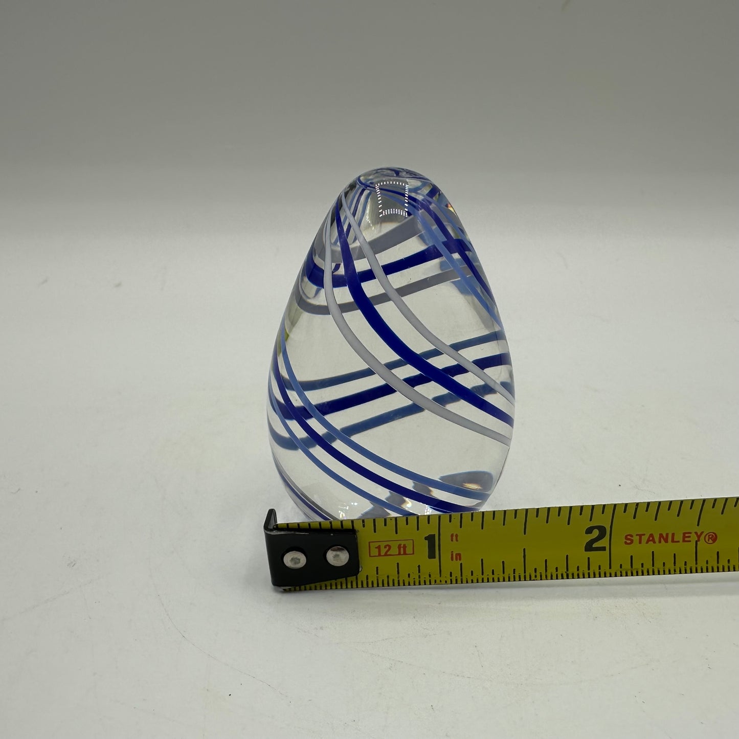 Virtex Swirled Blue and Gray Lined Paperweight
