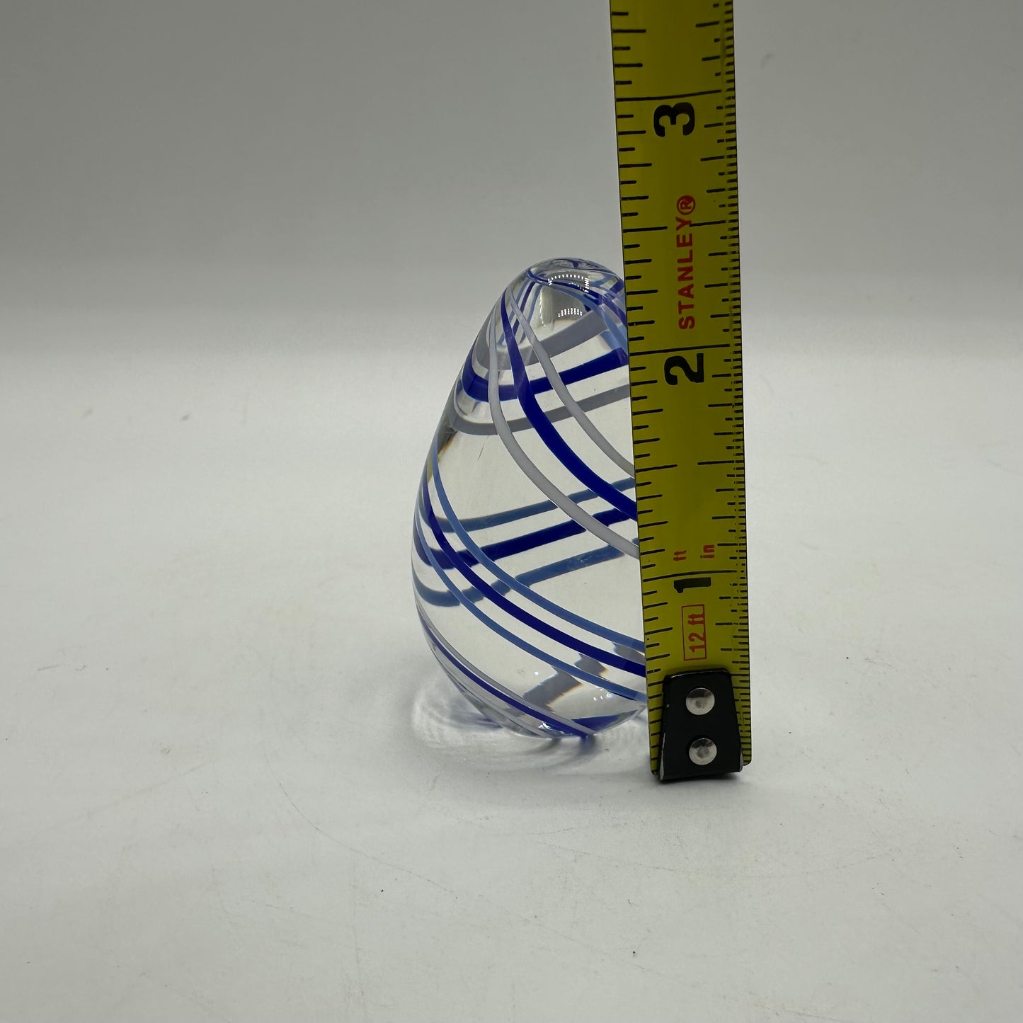Virtex Swirled Blue and Gray Lined Paperweight