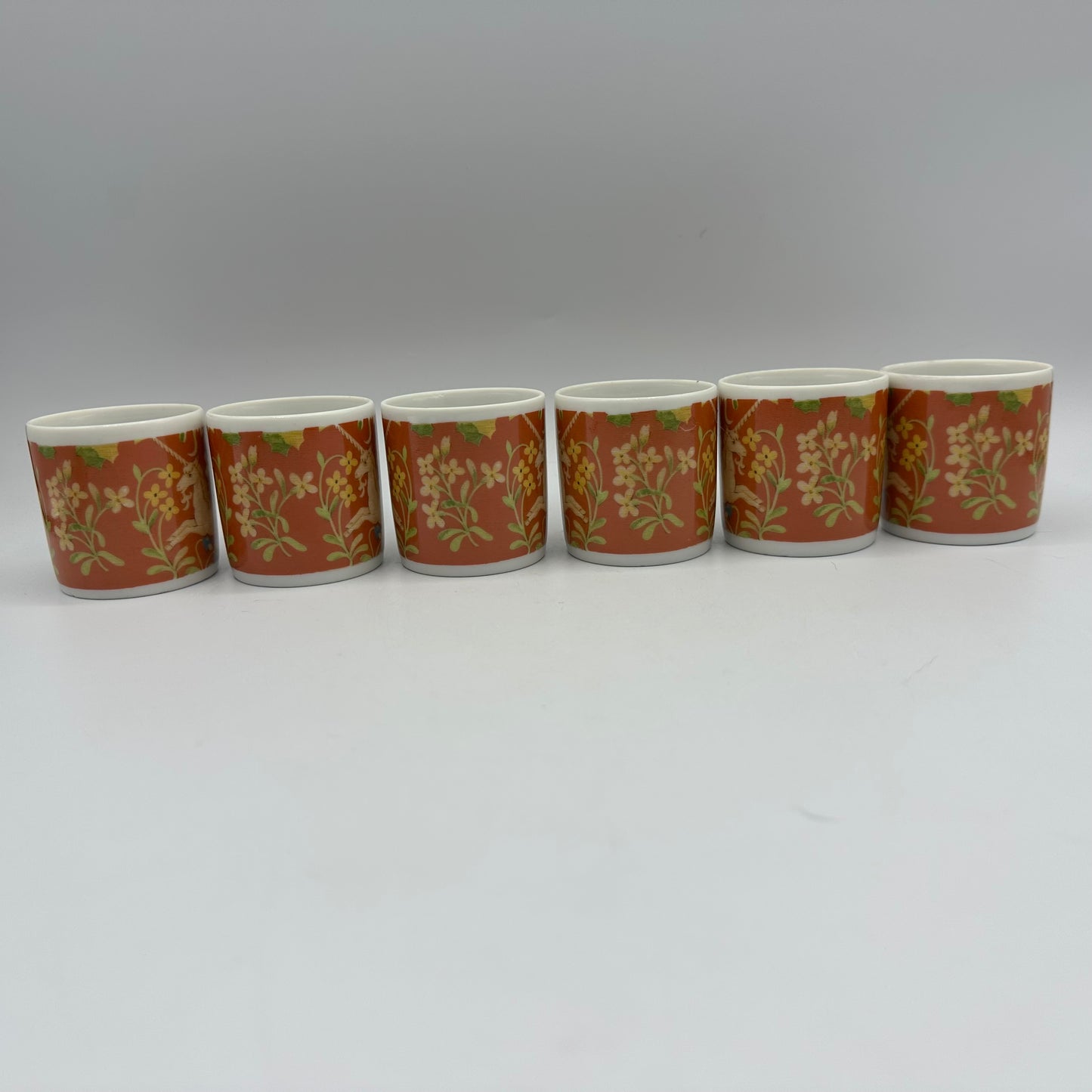 Seymour Mann Hunt of the Unicorn Demitasse Cups and Saucers, Set of 6