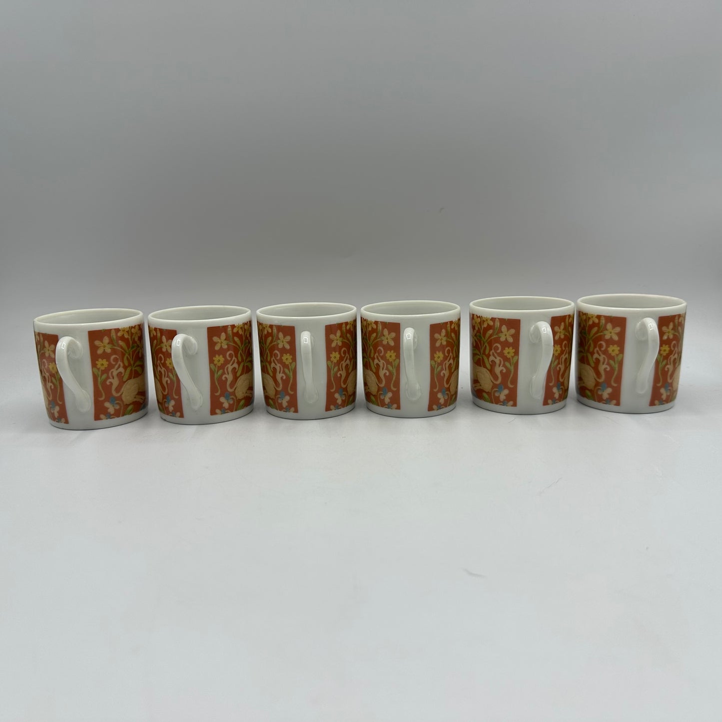 Seymour Mann Hunt of the Unicorn Demitasse Cups and Saucers, Set of 6