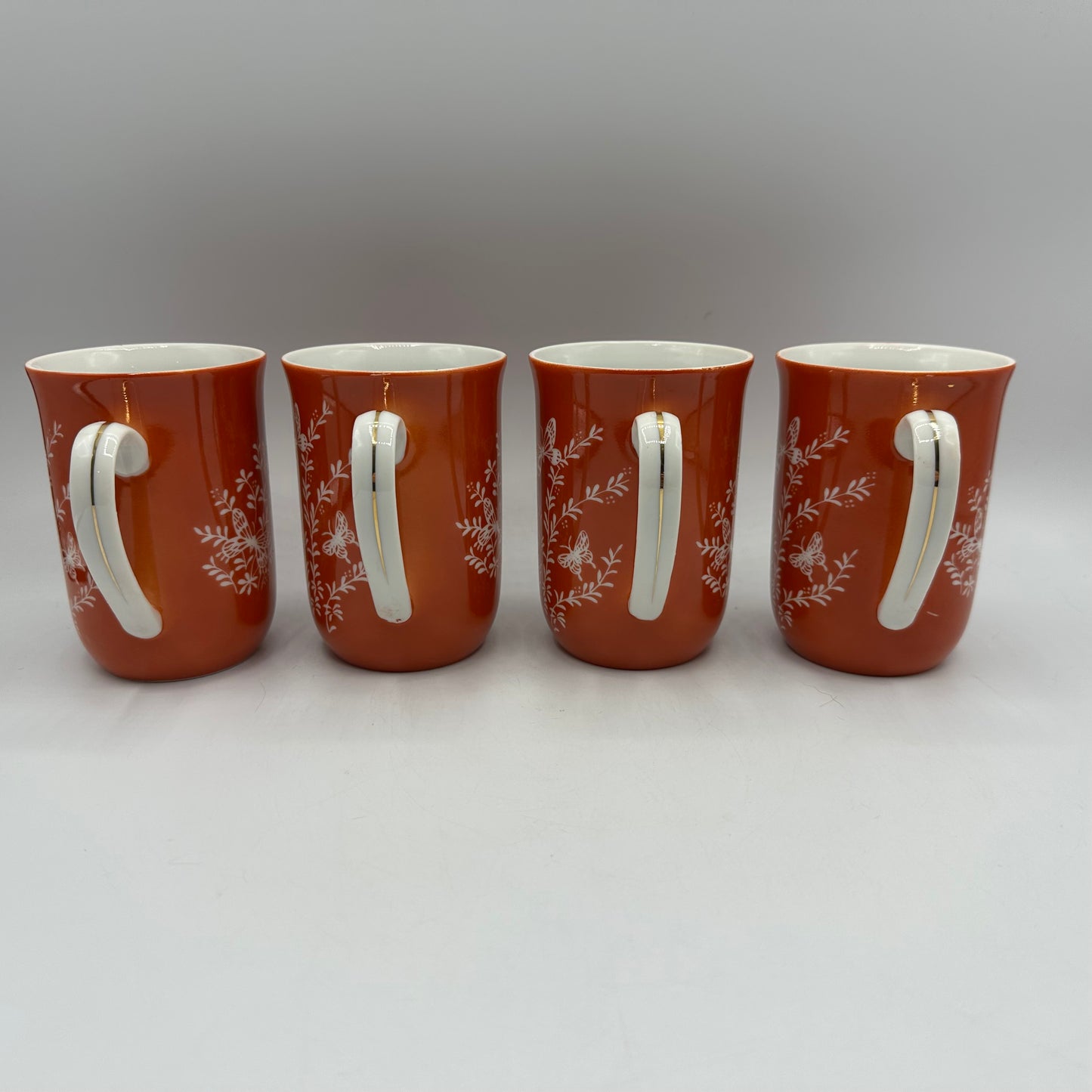 Les Papillones By Shafford Mugs With Butterflies Orange, Set of 4