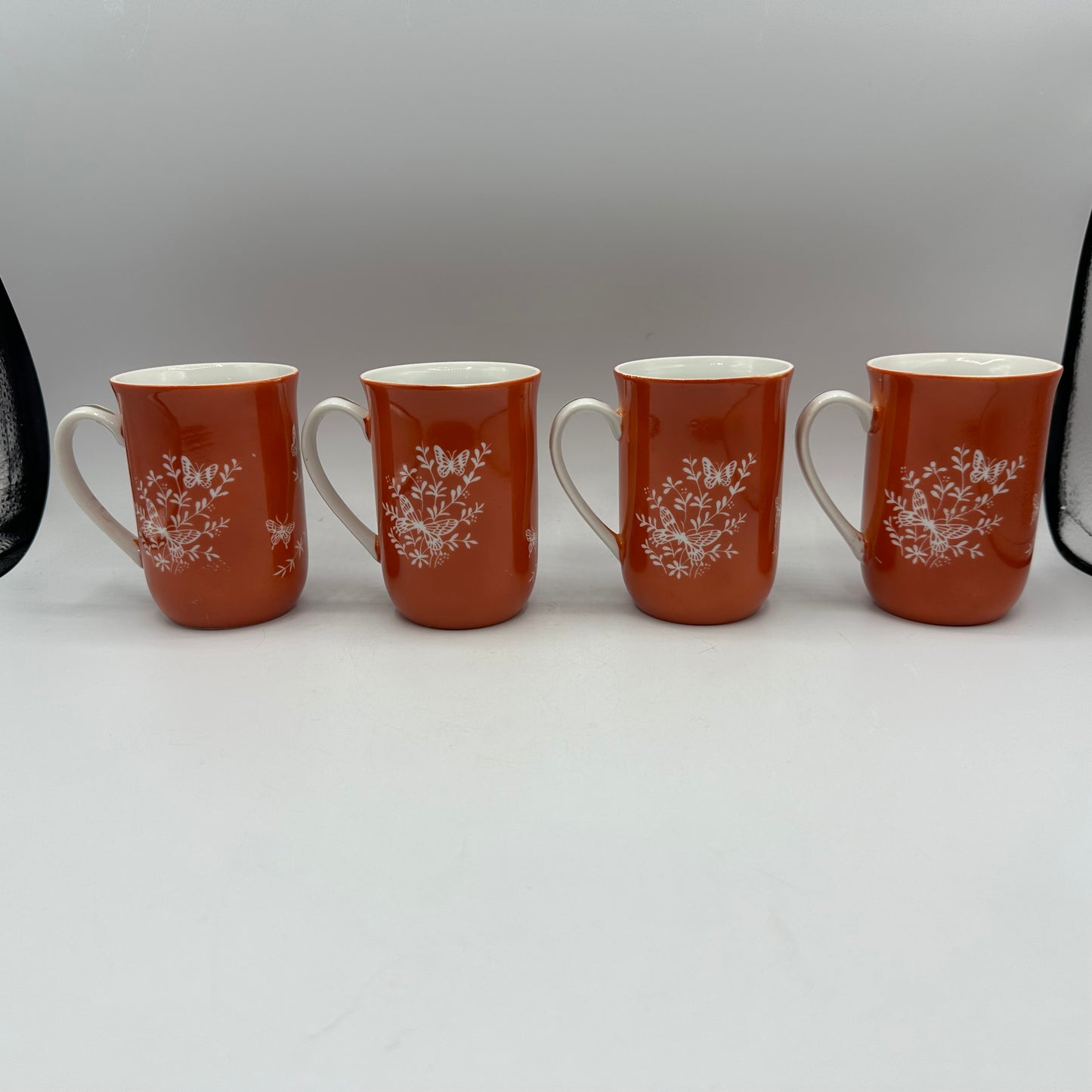 Les Papillones By Shafford Mugs With Butterflies Orange, Set of 4