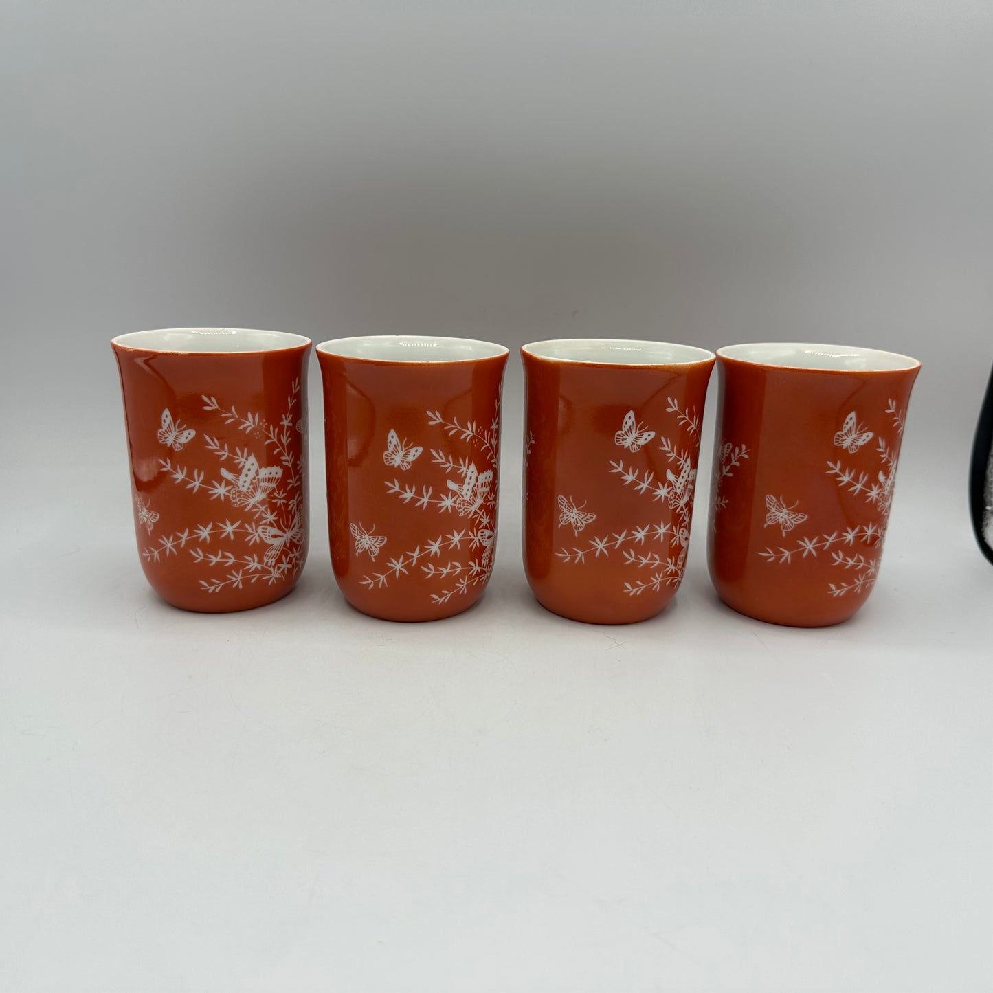 Les Papillones By Shafford Mugs With Butterflies Orange, Set of 4