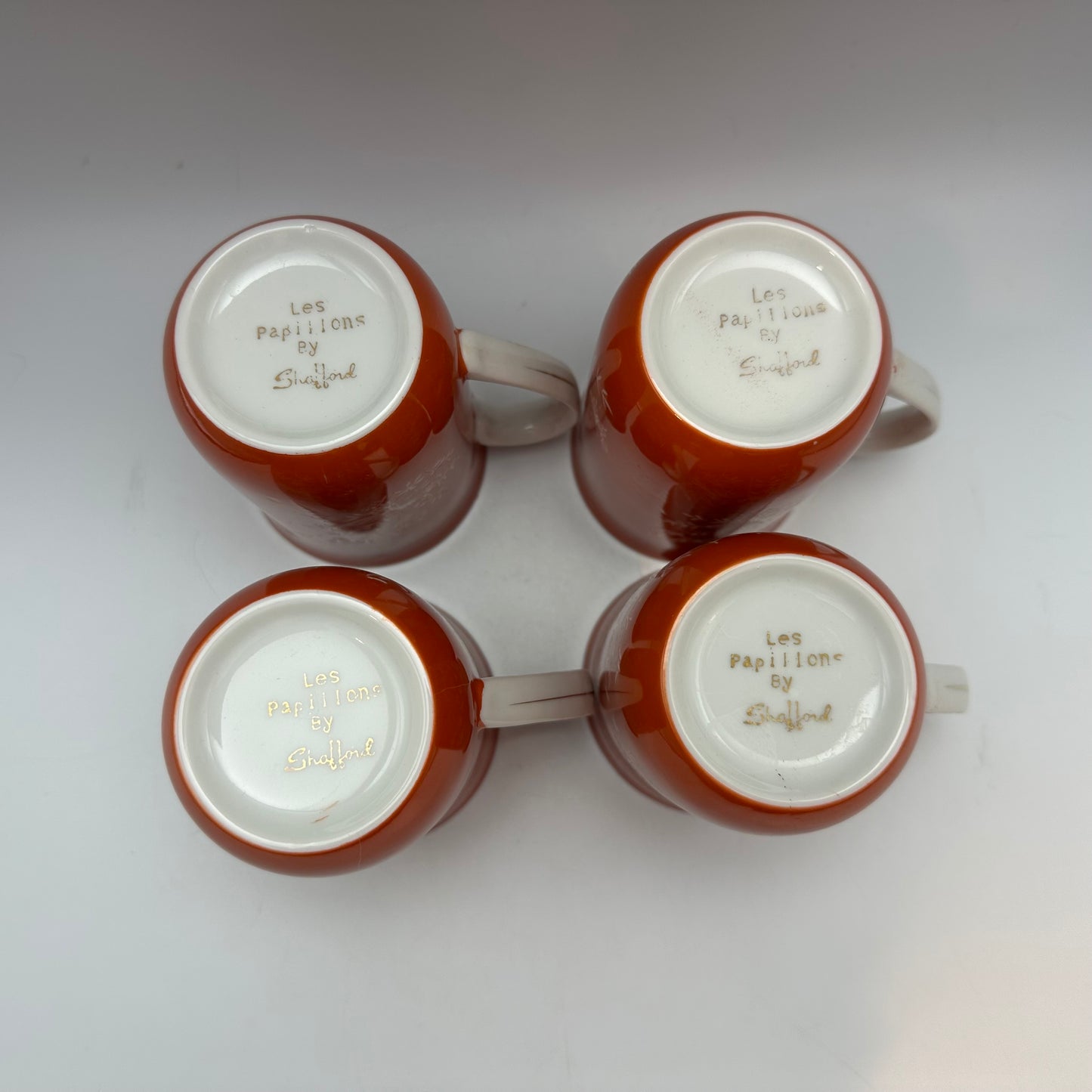 Les Papillones By Shafford Mugs With Butterflies Orange, Set of 4