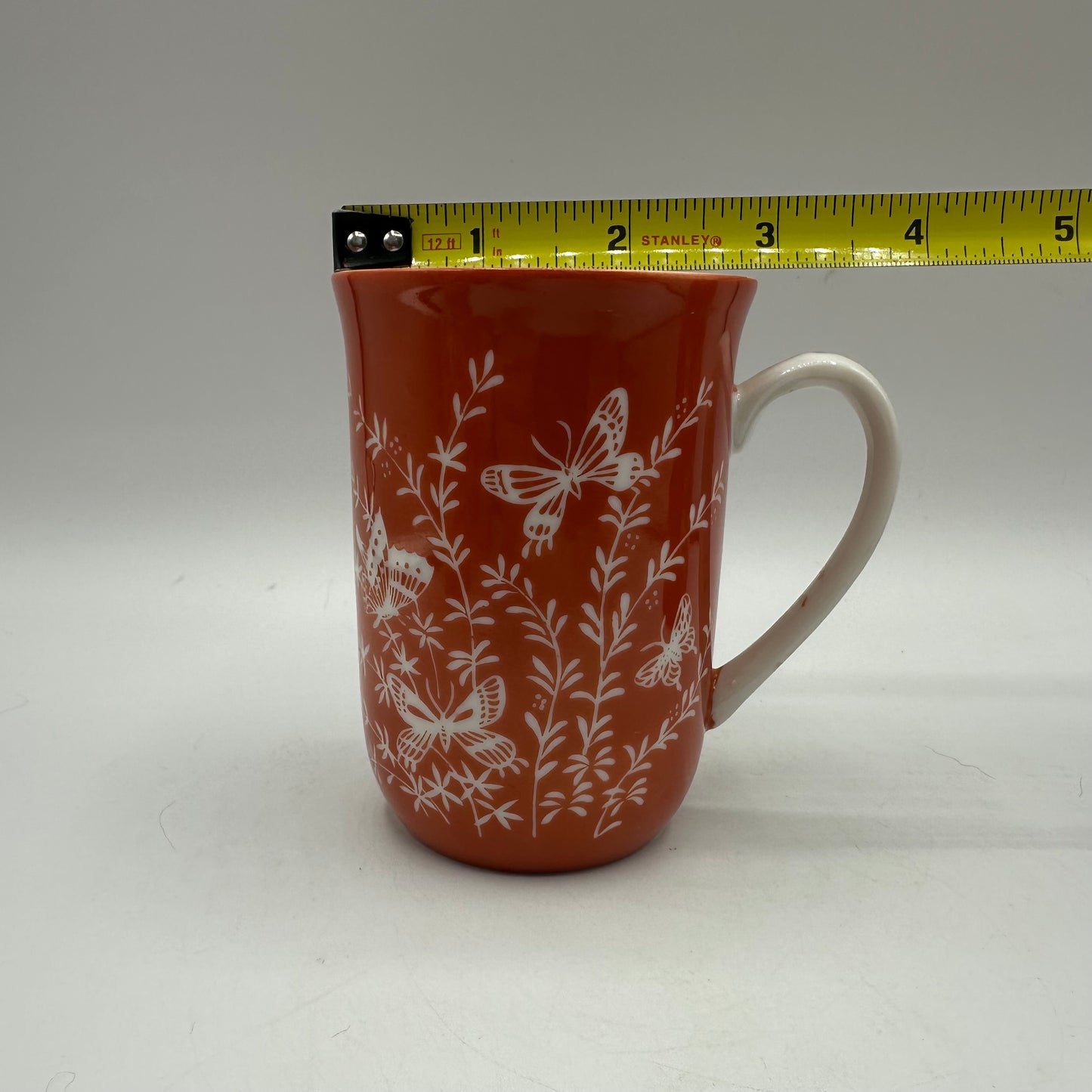 Les Papillones By Shafford Mugs With Butterflies Orange, Set of 4