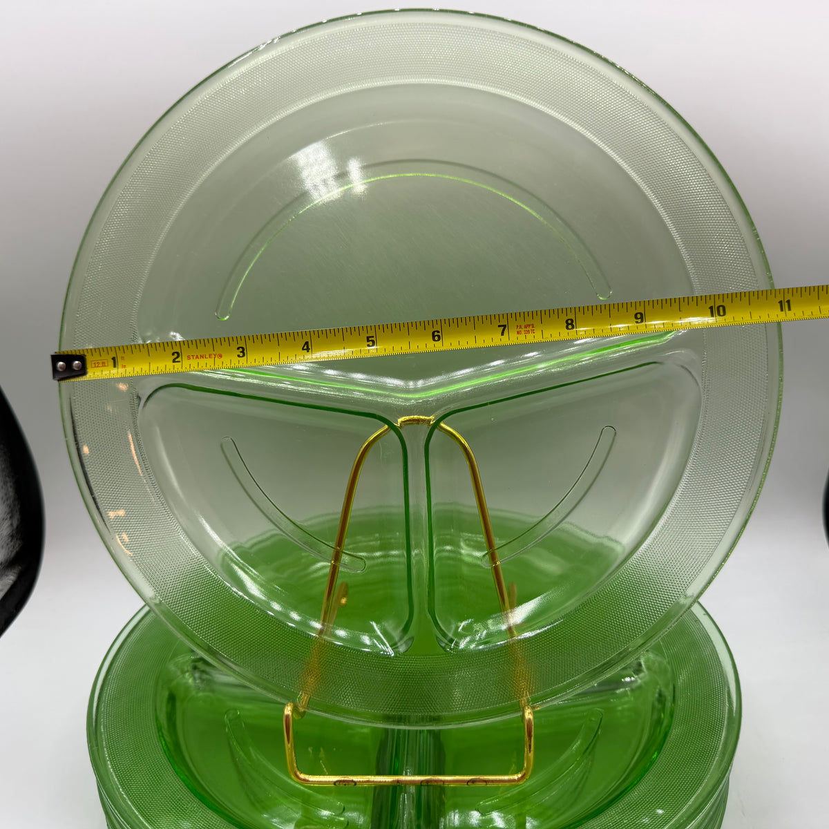 Uranium Grill Plates, Depression Glass, Set of 6