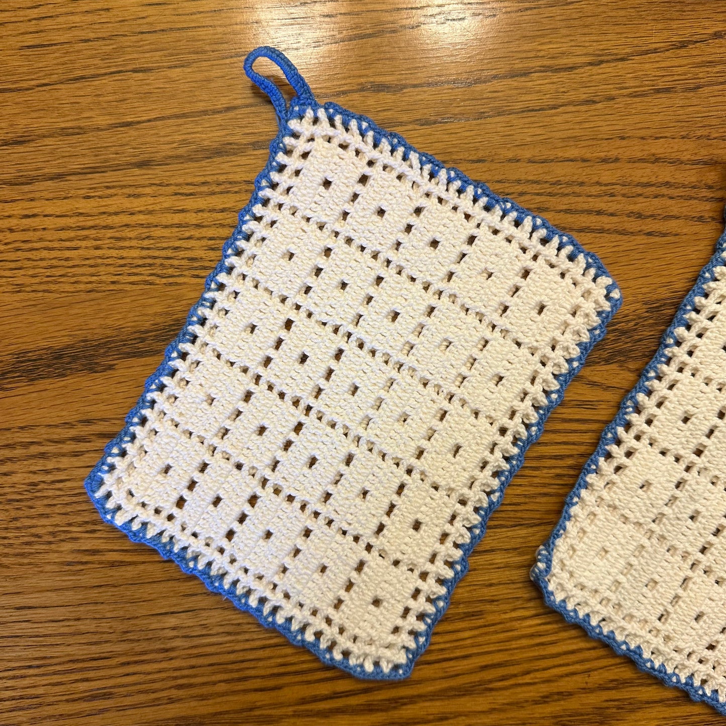 Vintage Hot Pads, Blue and White