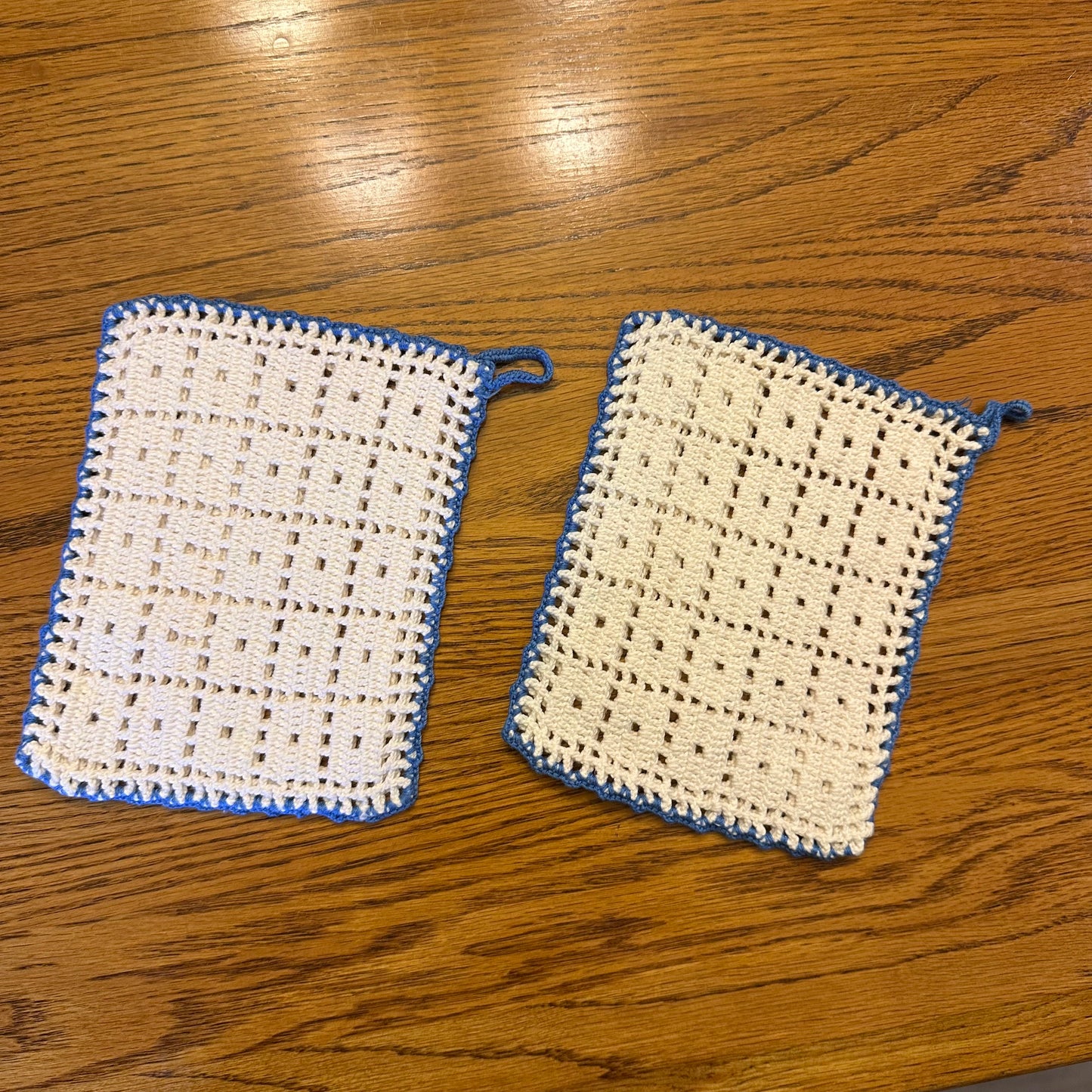 Vintage Hot Pads, Blue and White