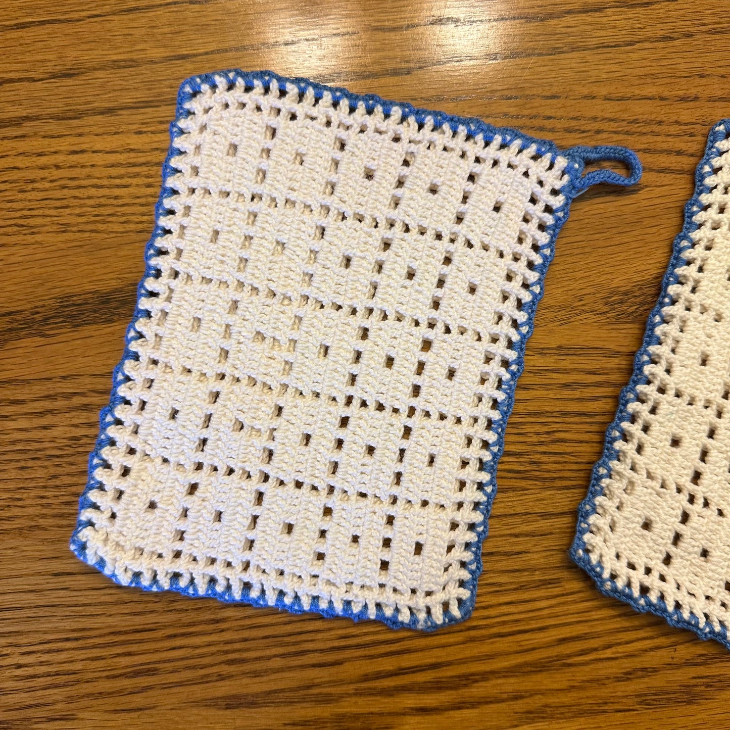 Vintage Hot Pads, Blue and White