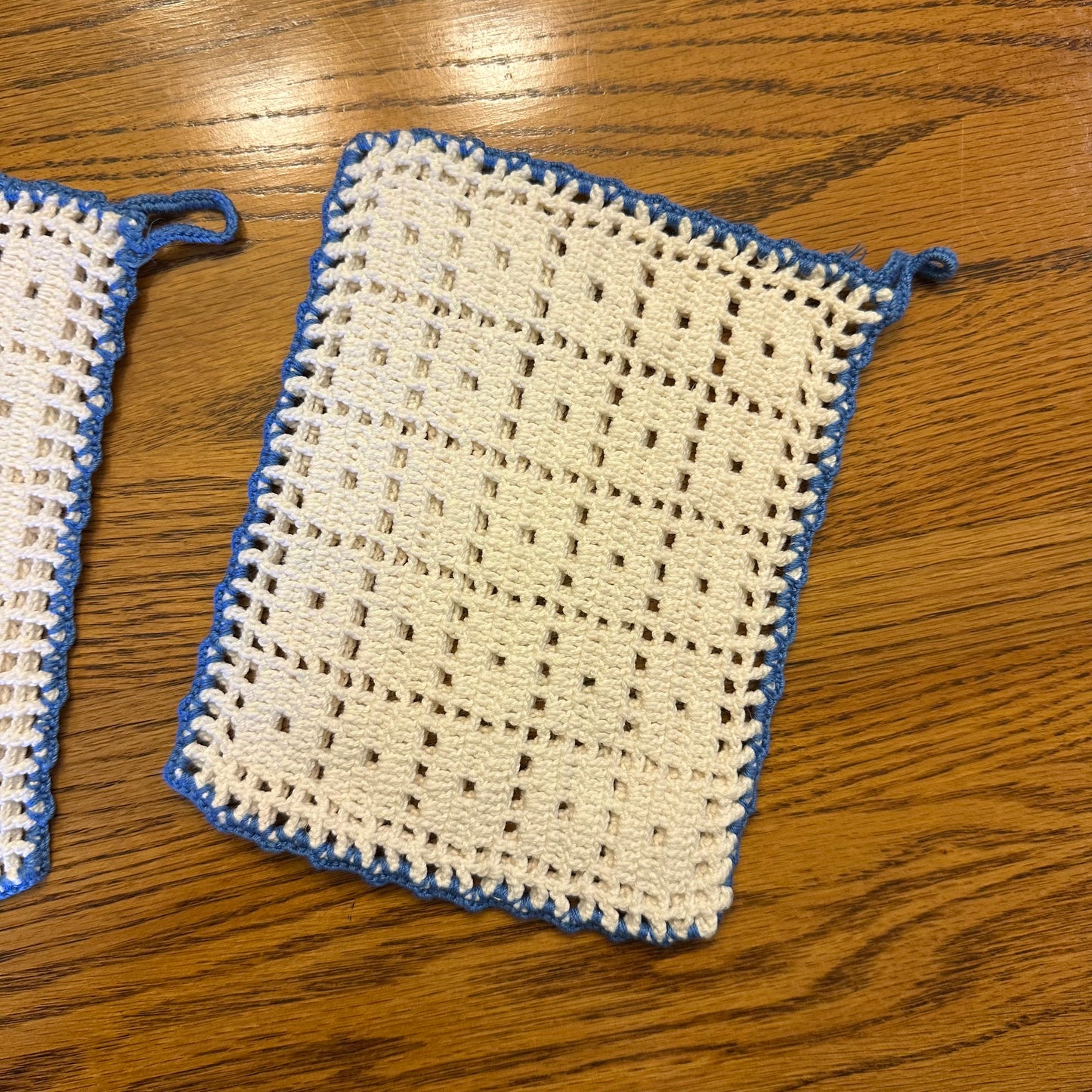 Vintage Hot Pads, Blue and White