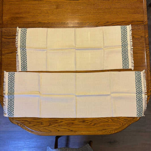 Runners, Set of 2 , Tan and Green with Fringe