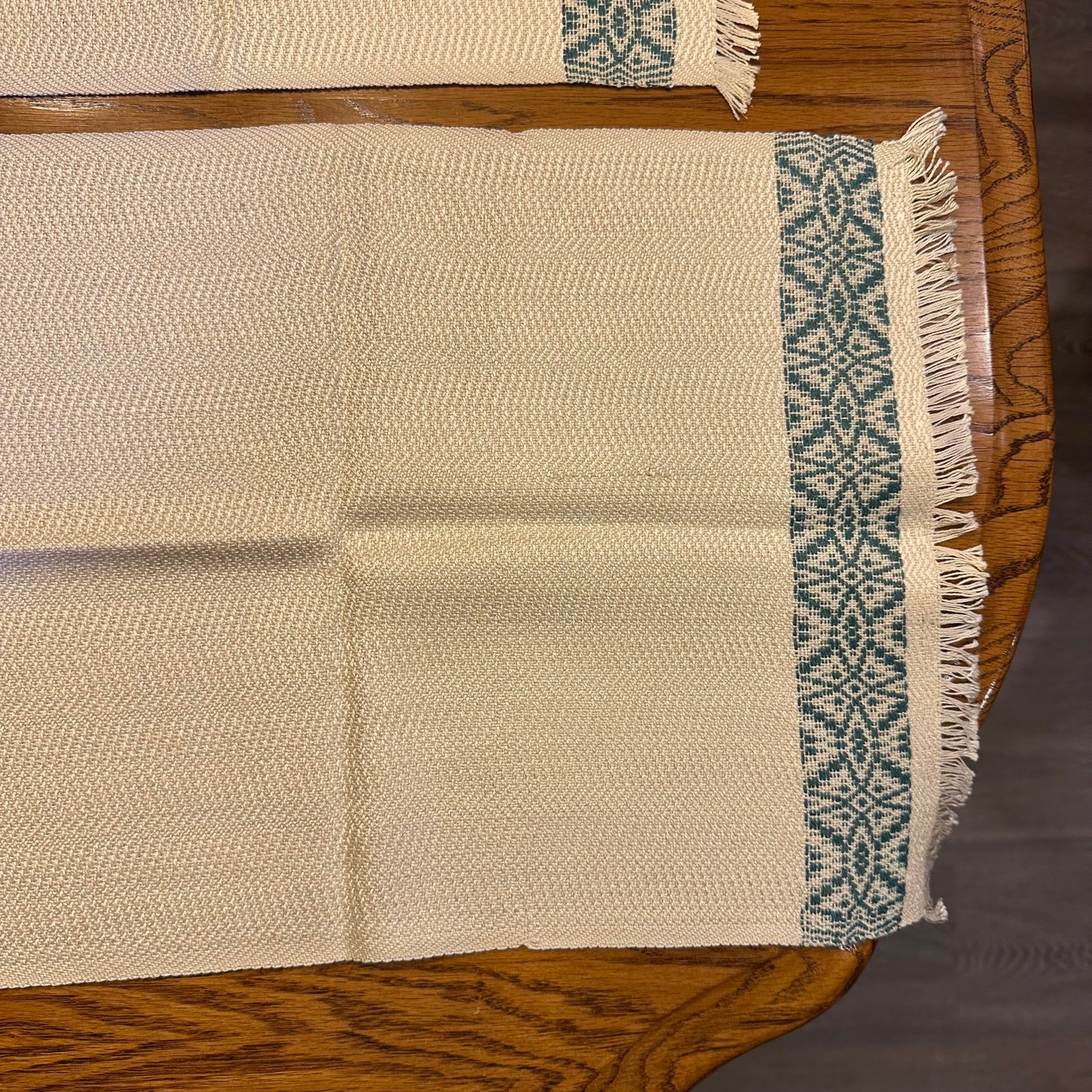 Runners, Set of 2 , Tan and Green with Fringe
