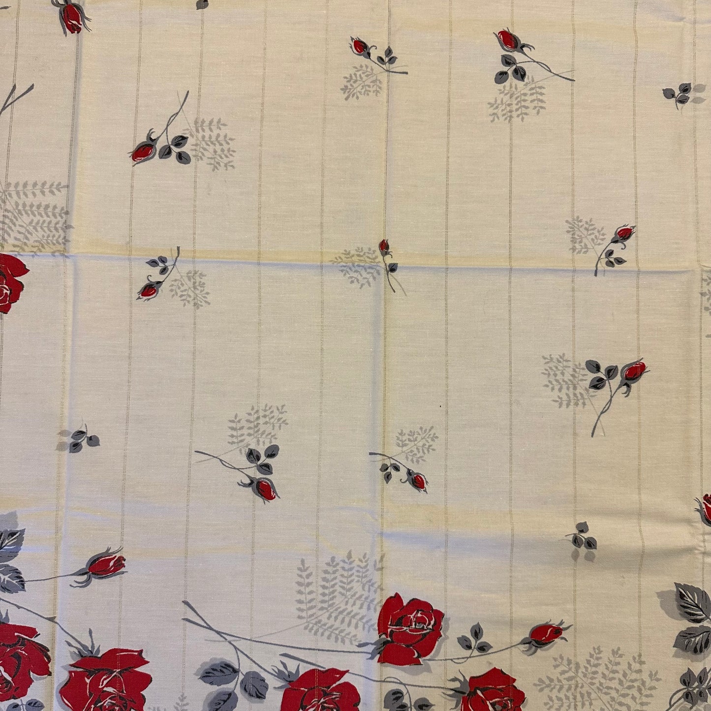 Rose Floral MCM Tablecloth, 36" X 32"