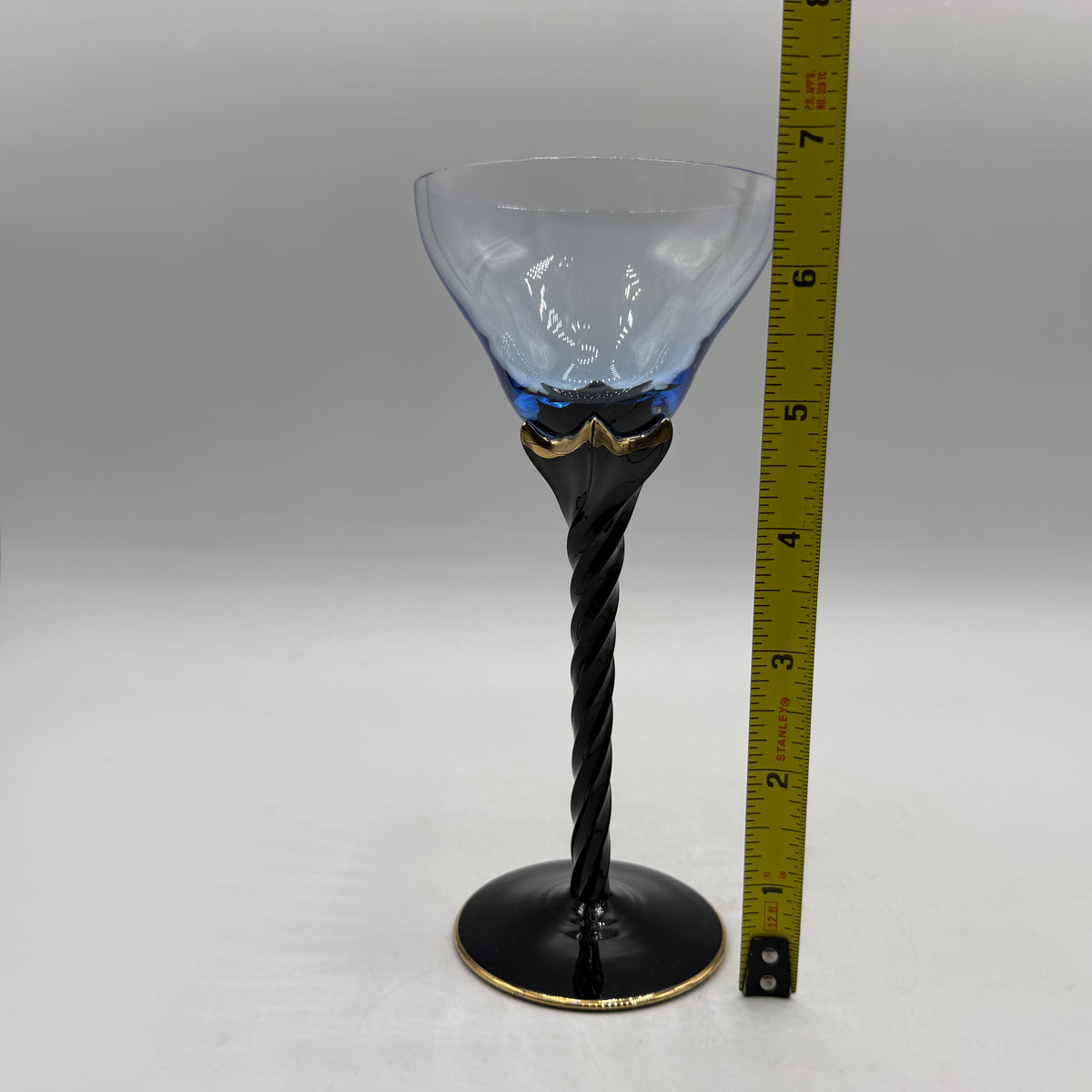 Venetian Black Twisted Stem Wine Glass, Set of 2