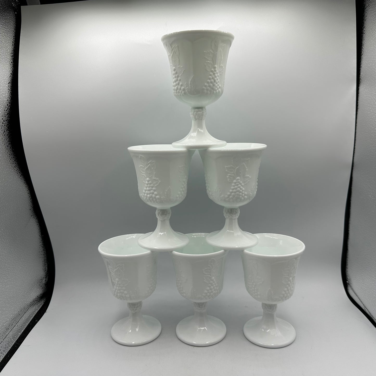 Indiana Glass Colony Harvest Goblets, Milk Glass, Set of 6