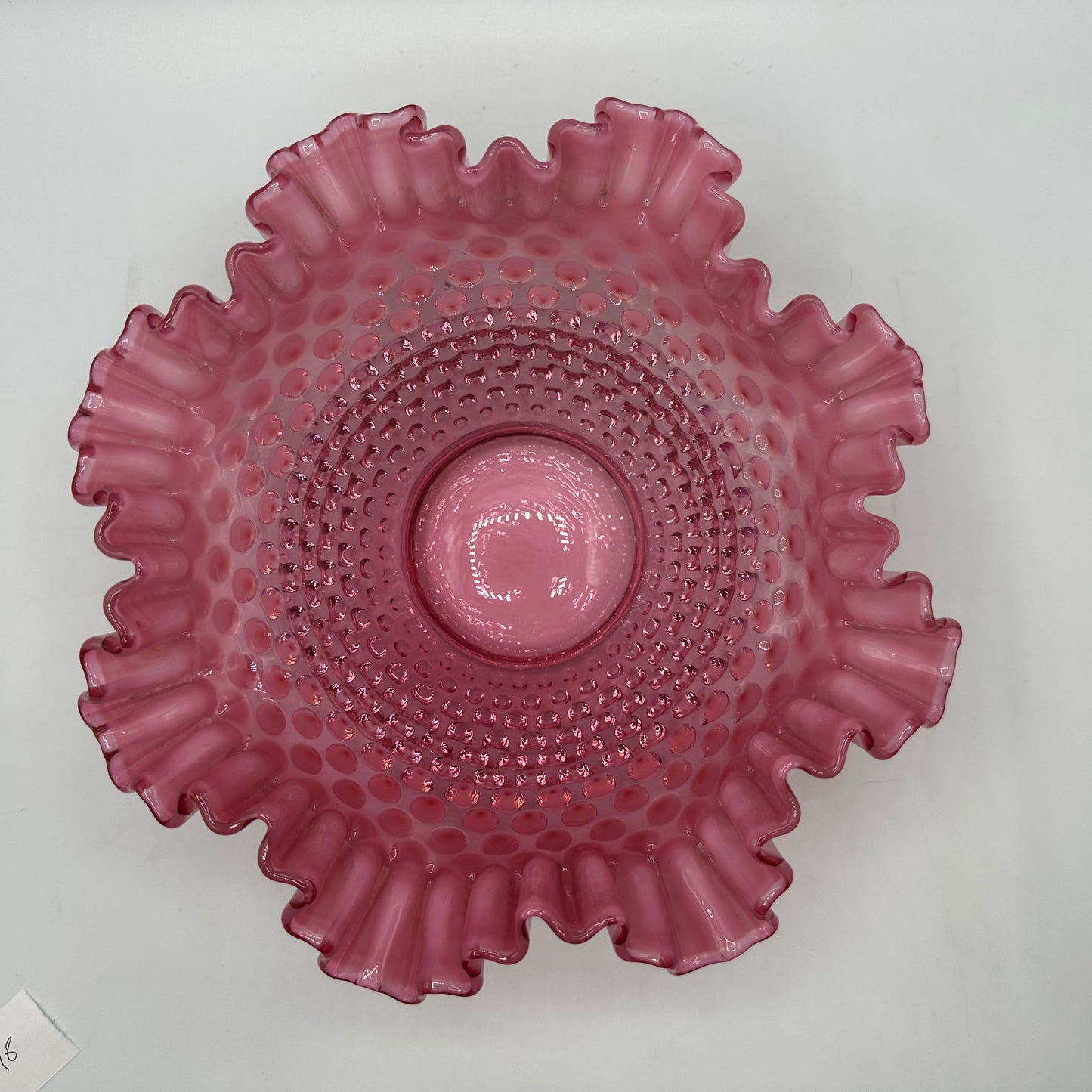 Fenton Cranberry Opalescent Hobnail Ruffled 9" Bowl