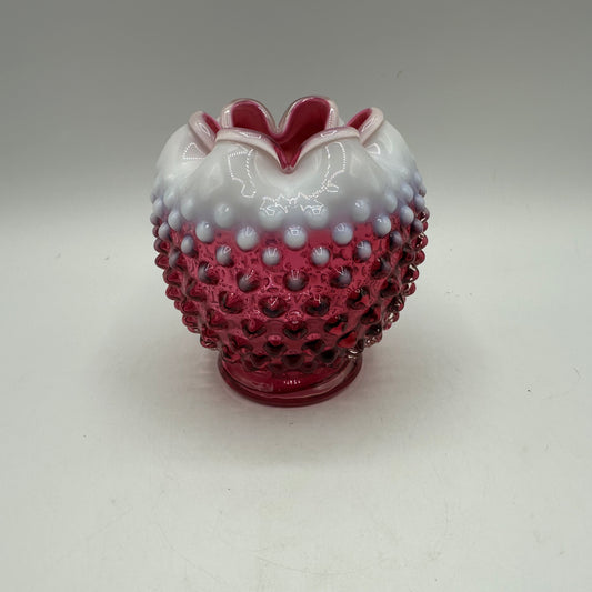 Fenton Cranberry Opalescent Hobnail Rose Bowl