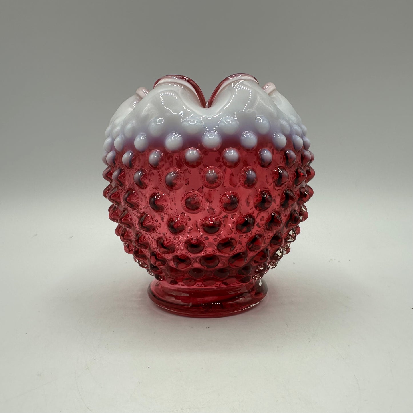 Fenton Cranberry Opalescent Hobnail Rose Bowl