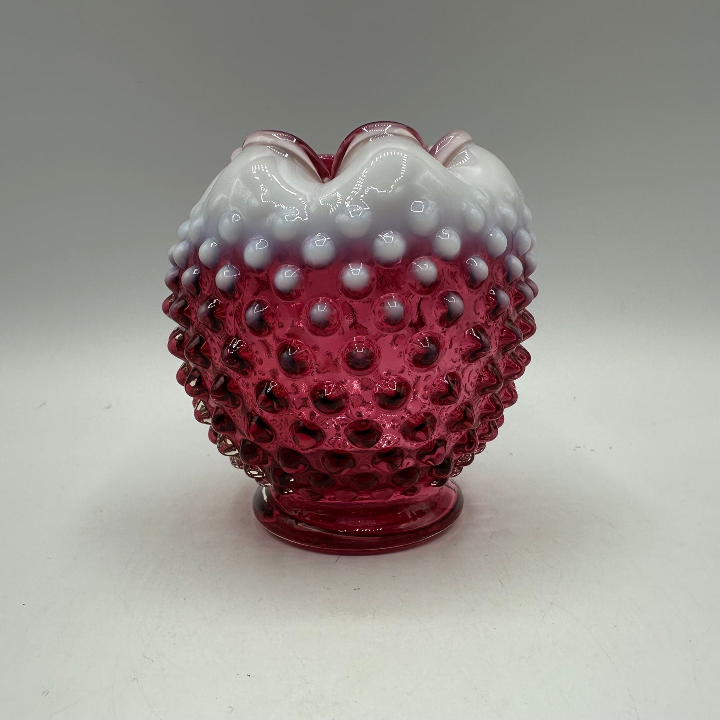 Fenton Cranberry Opalescent Hobnail Rose Bowl