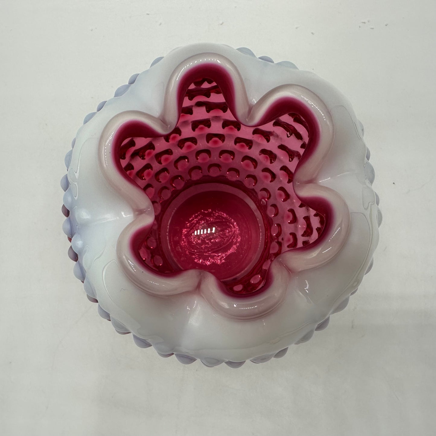 Fenton Cranberry Opalescent Hobnail Rose Bowl
