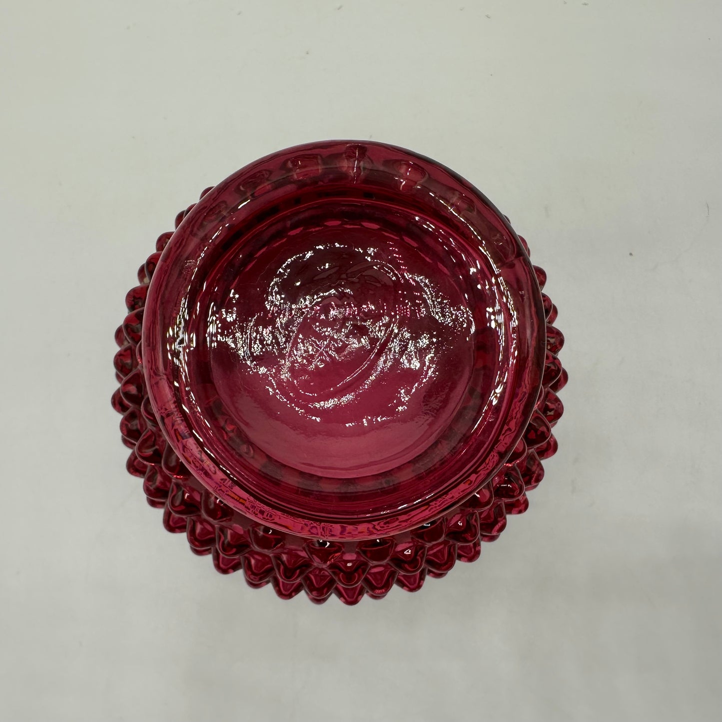 Fenton Cranberry Opalescent Hobnail Rose Bowl