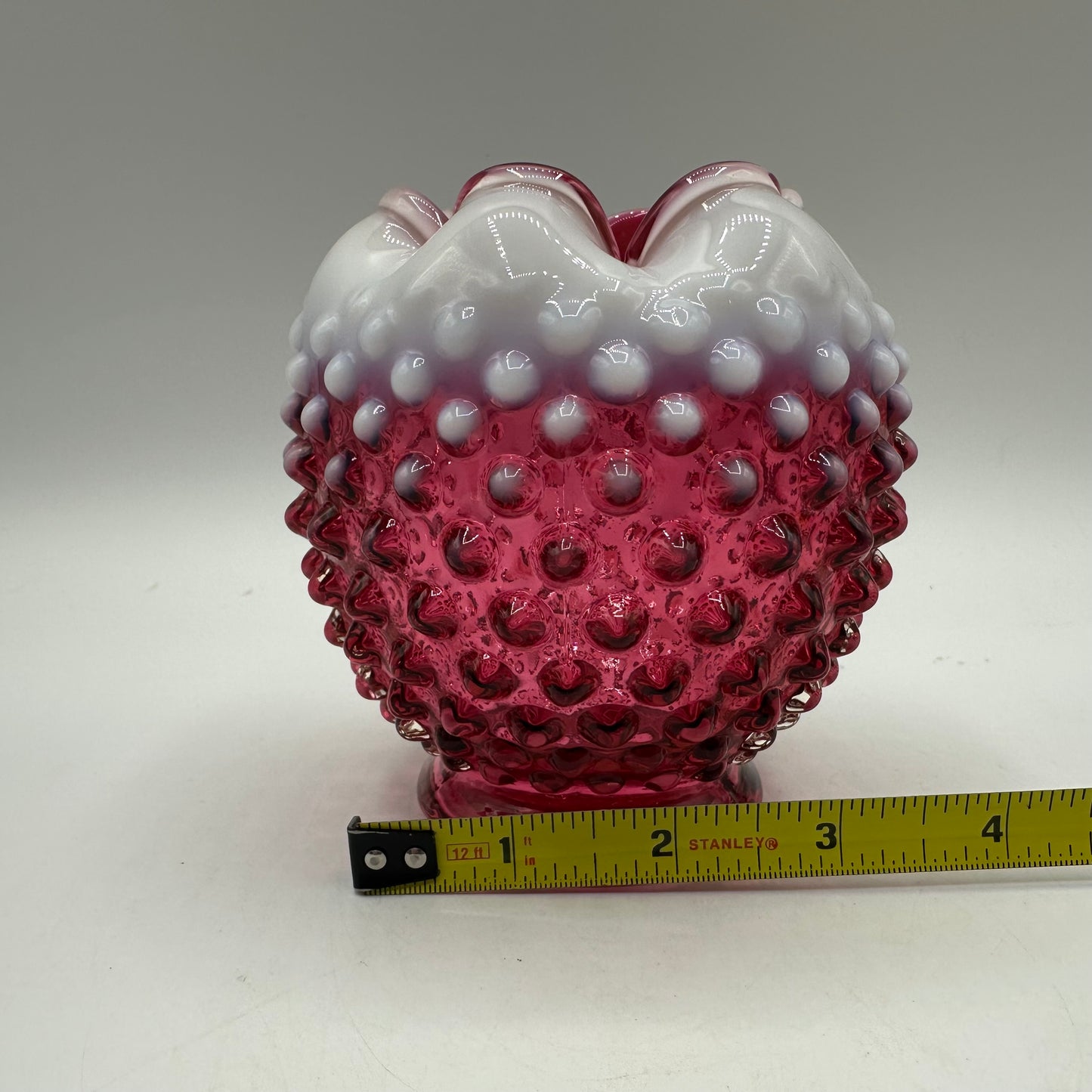 Fenton Cranberry Opalescent Hobnail Rose Bowl