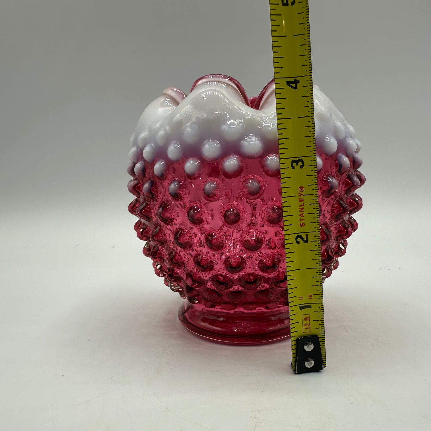 Fenton Cranberry Opalescent Hobnail Rose Bowl