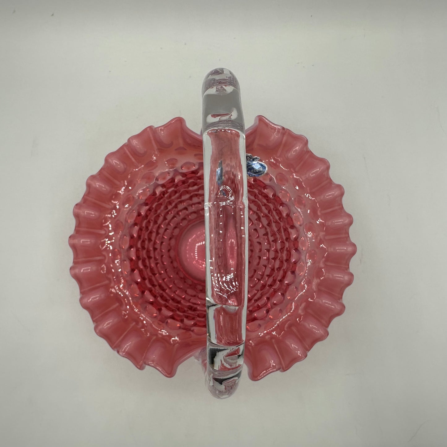 Fenton Cranberry Opalescent Hobnail Basket 7 1/2" Pre-Logo