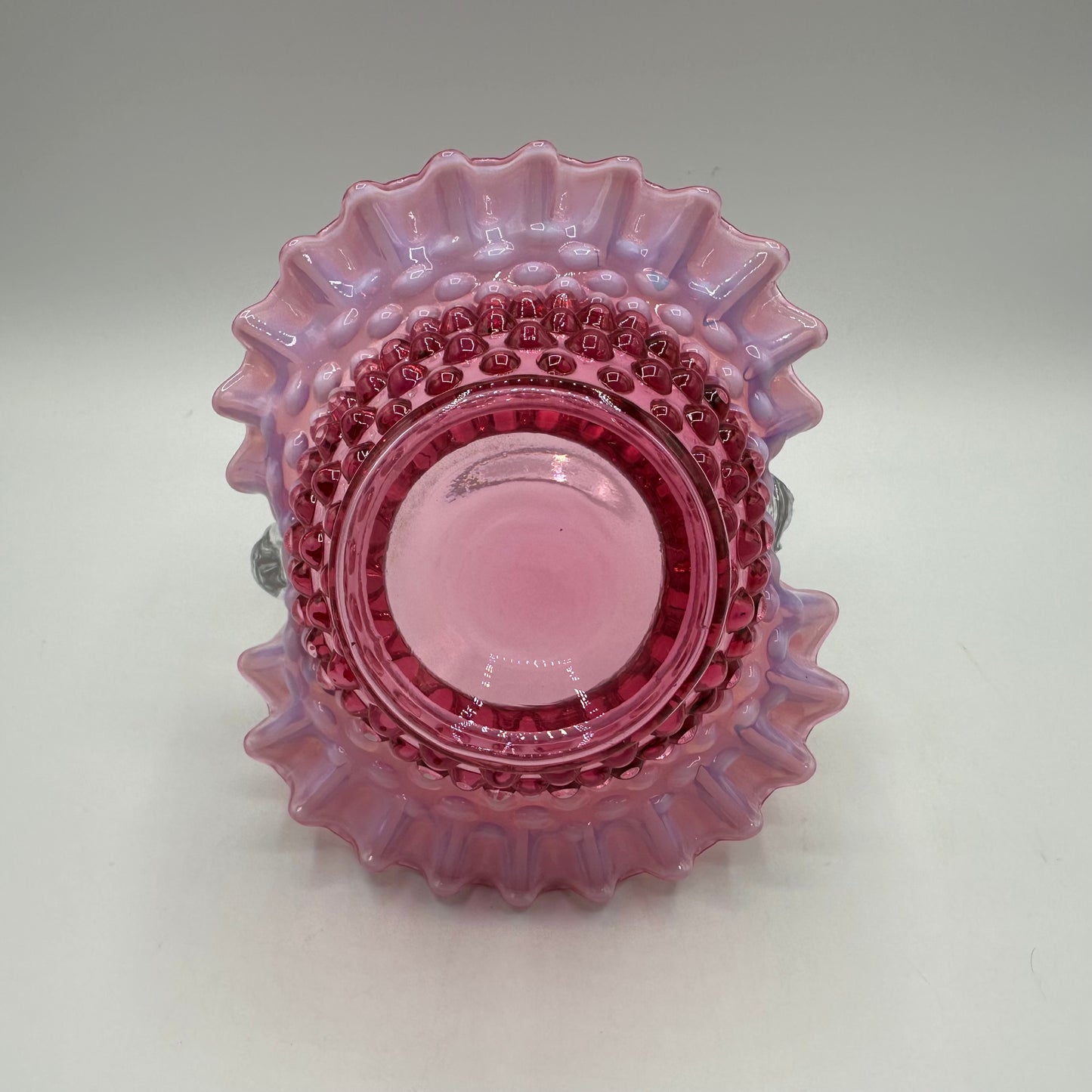 Fenton Cranberry Opalescent Hobnail Basket 7 1/2" Pre-Logo