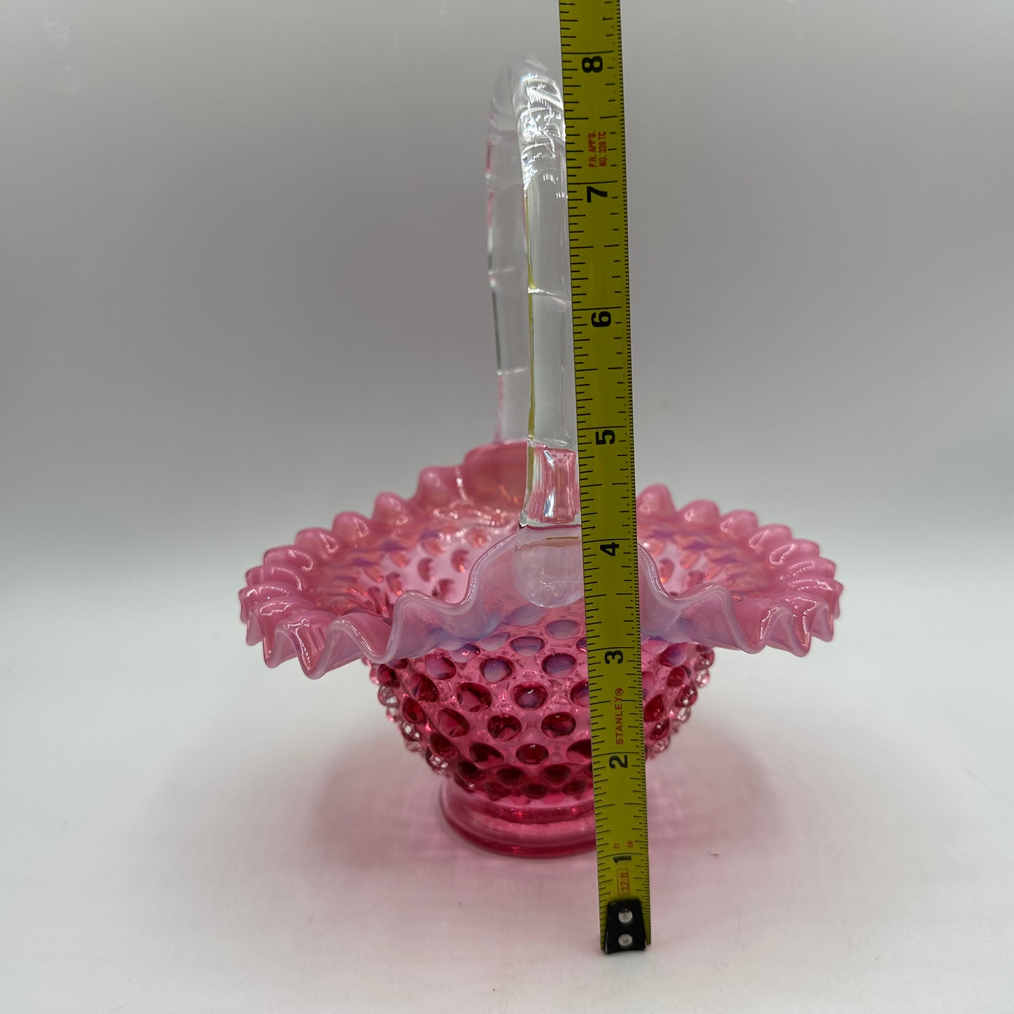 Fenton Cranberry Opalescent Hobnail Basket 7 1/2" Pre-Logo
