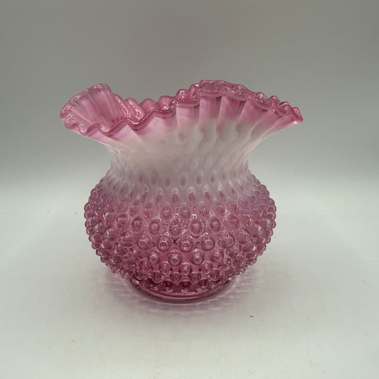 Fenton Cranberry Opalescent Hobnail Ruffled Vase  5.5" Tall