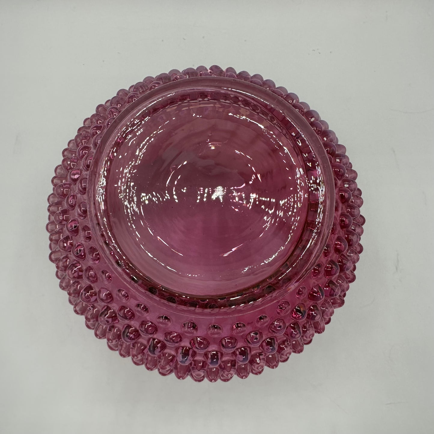 Fenton Cranberry Opalescent Hobnail Ruffled Vase 5.5" Tall