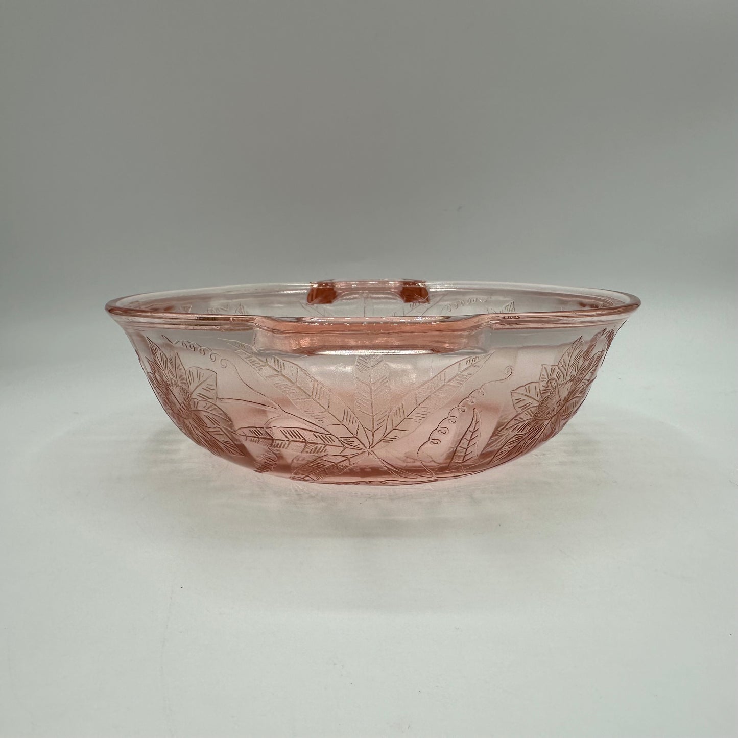 Jeannette Floral Poinsettia Pink Handled Vegetable Bowl, No Lid