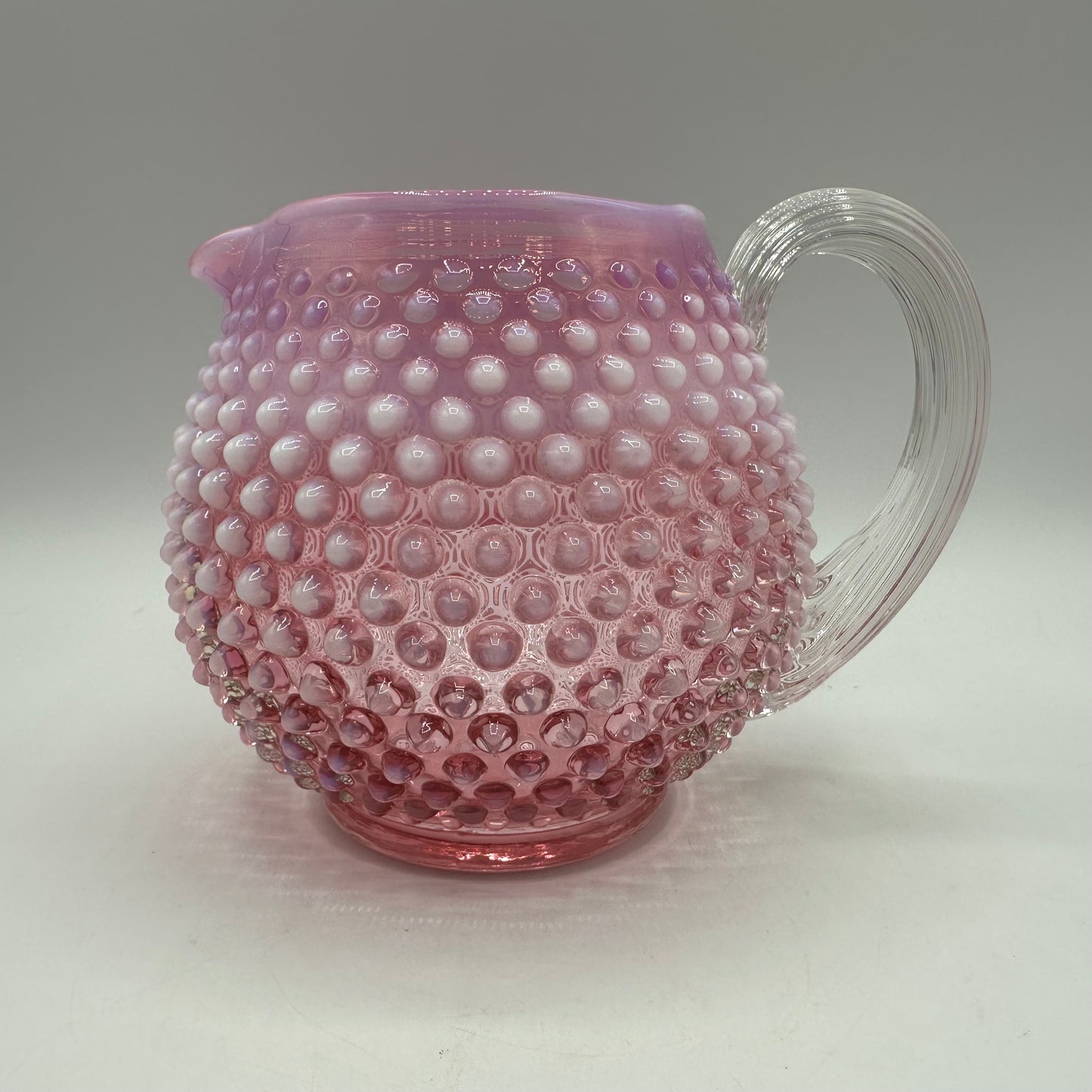 Fenton Cranberry Opalescent Hobnail Squat Pitcher