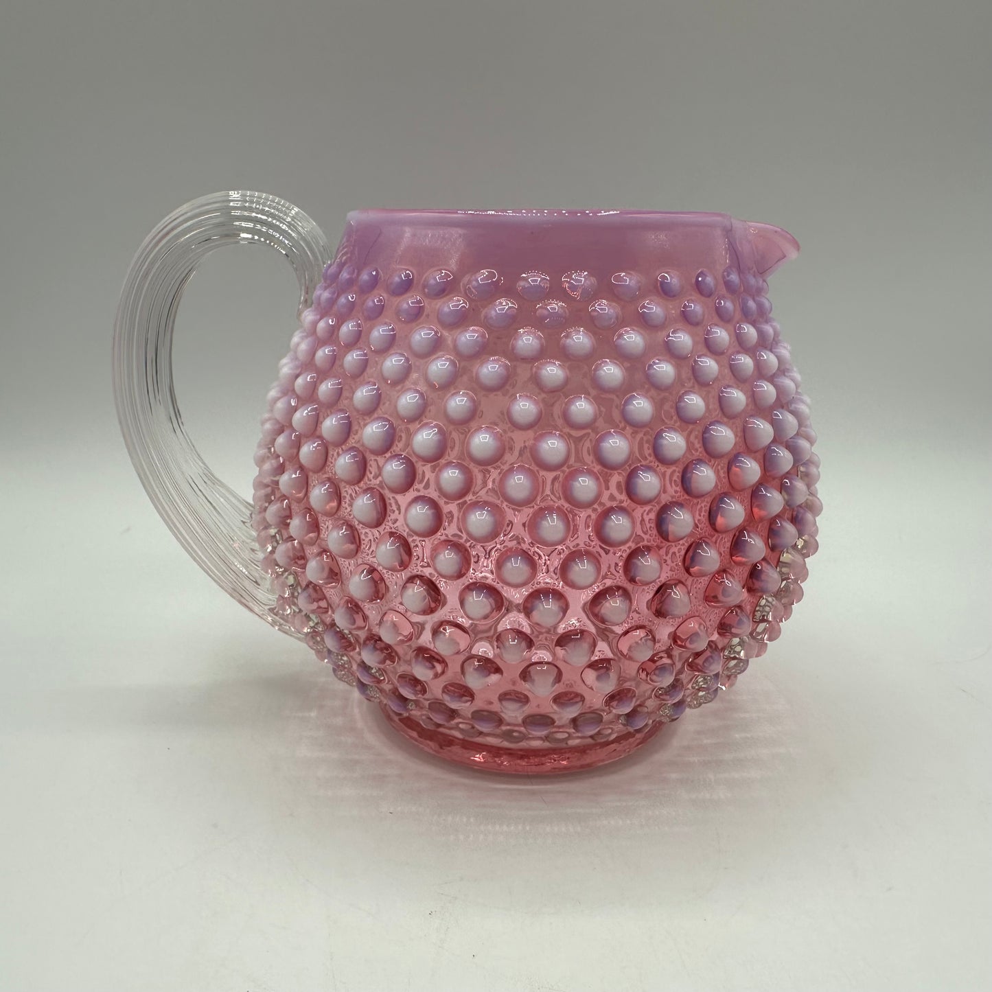 Fenton Cranberry Opalescent Hobnail Squat Pitcher
