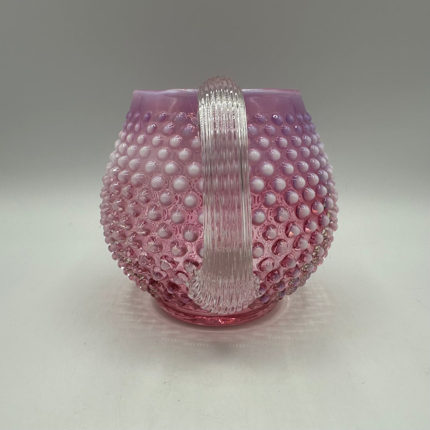 Fenton Cranberry Opalescent Hobnail Squat Pitcher