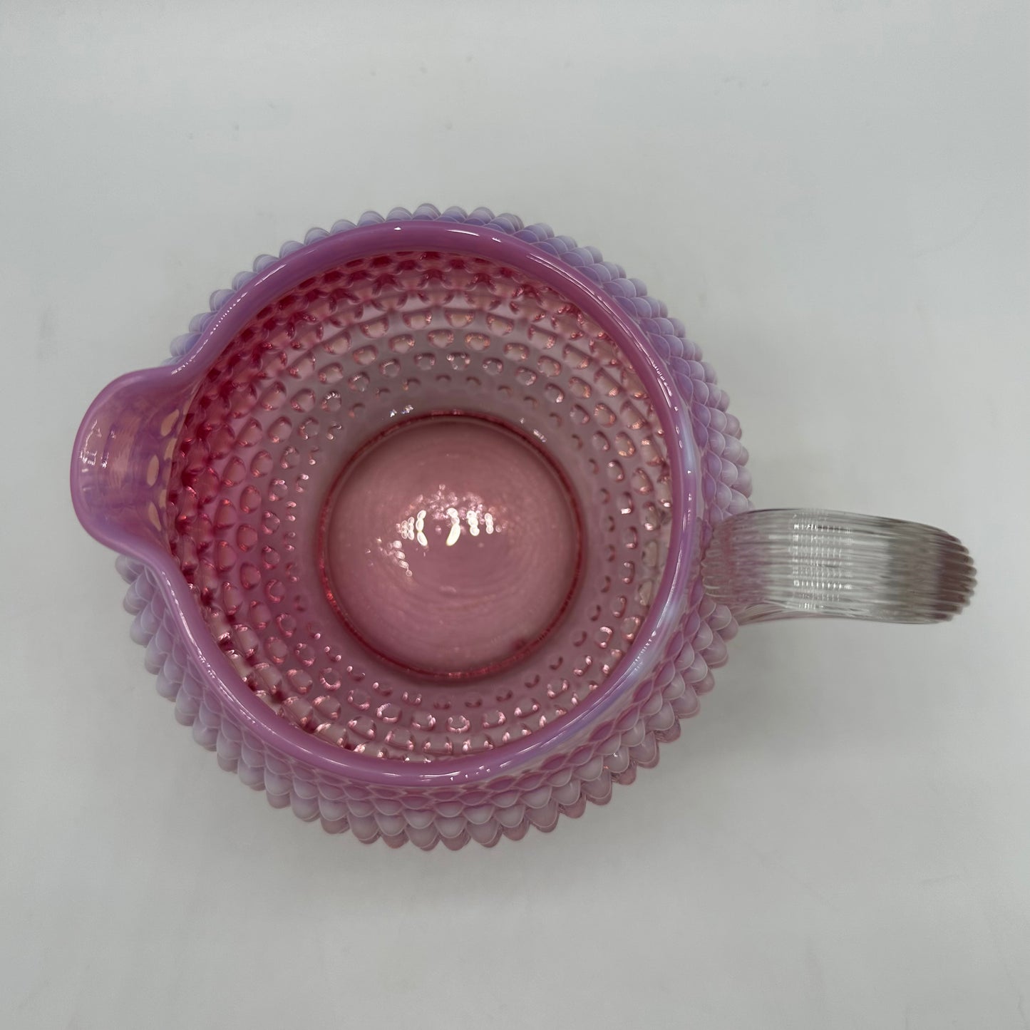 Fenton Cranberry Opalescent Hobnail Squat Pitcher
