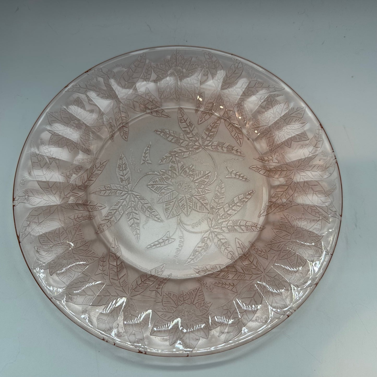 Jeannette Floral Poinsettia Pink 9" Plate, Lot of 5 1932-35