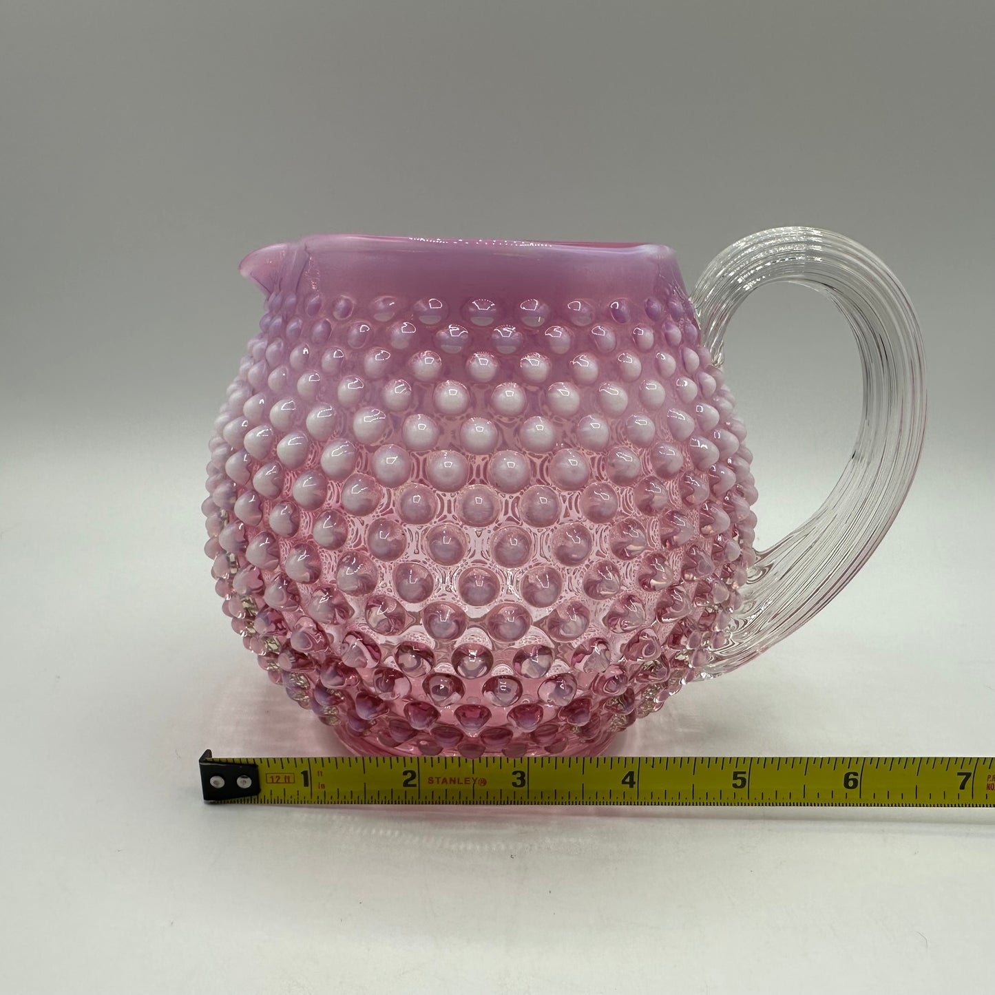 Fenton Cranberry Opalescent Hobnail Squat Pitcher
