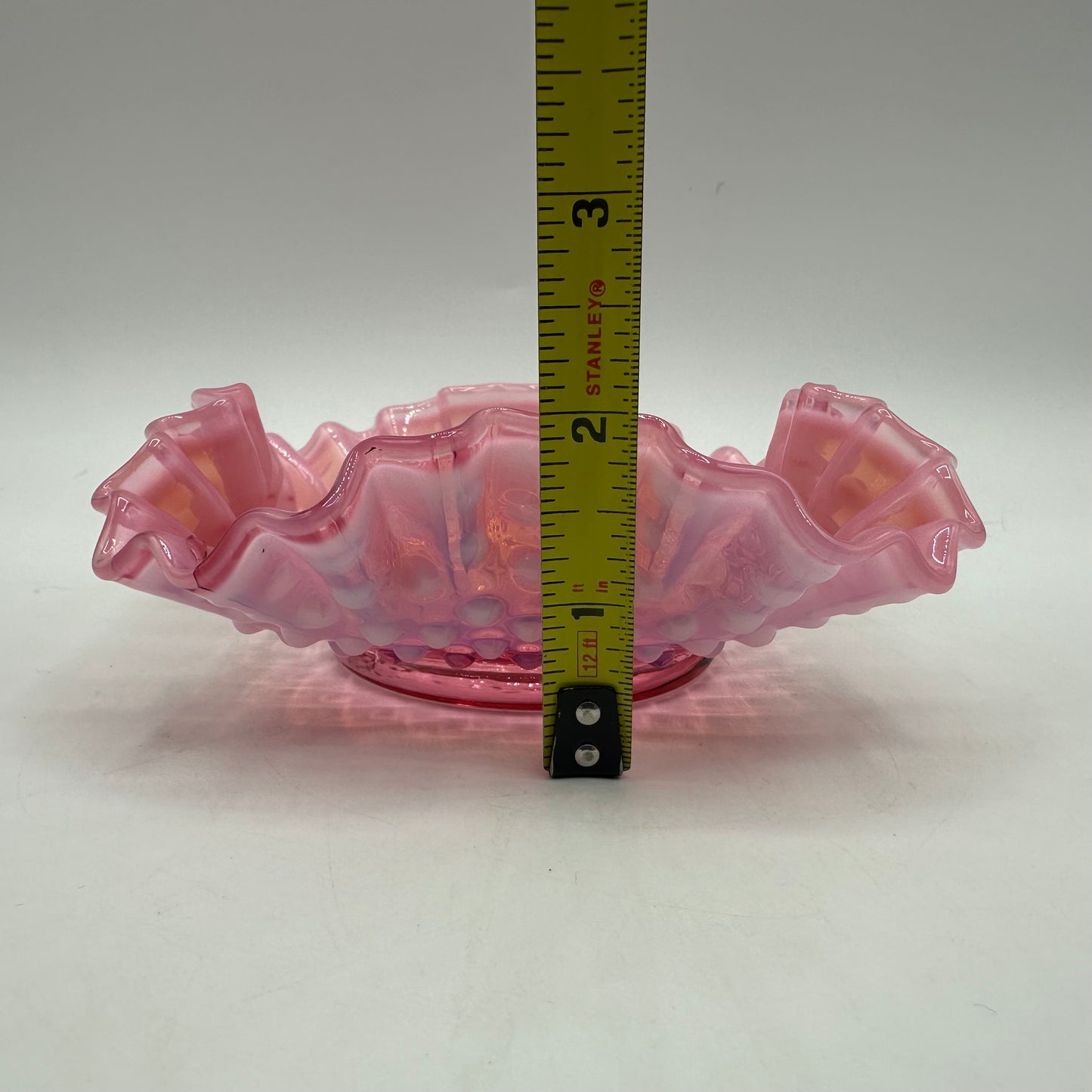 Fenton Cranberry Opalescent Hobnail Square Bowl