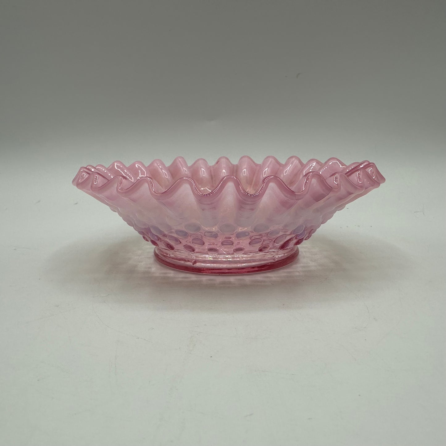 Fenton Pink Opalescent Hobnail Candy Dish