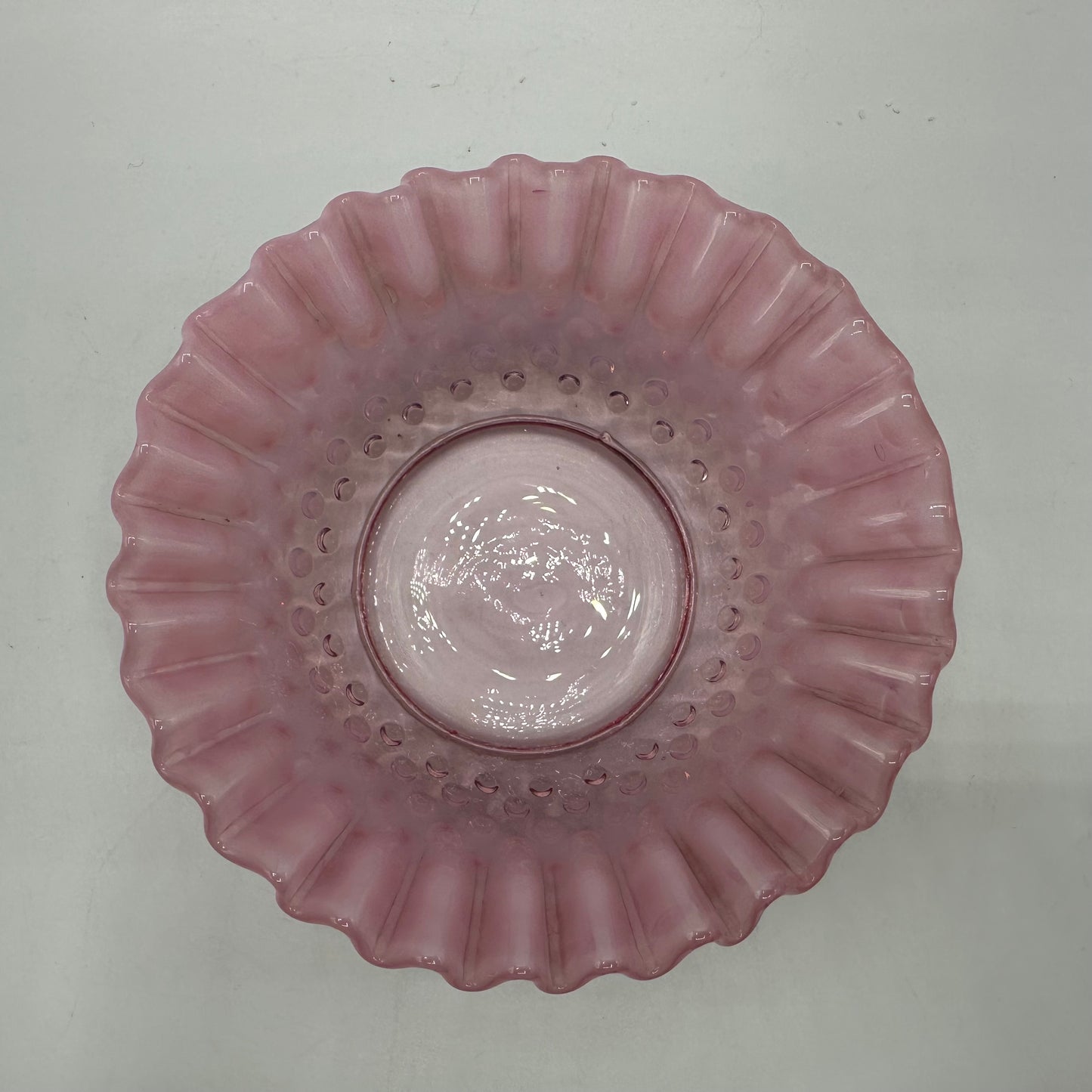 Fenton Pink Opalescent Hobnail Candy Dish