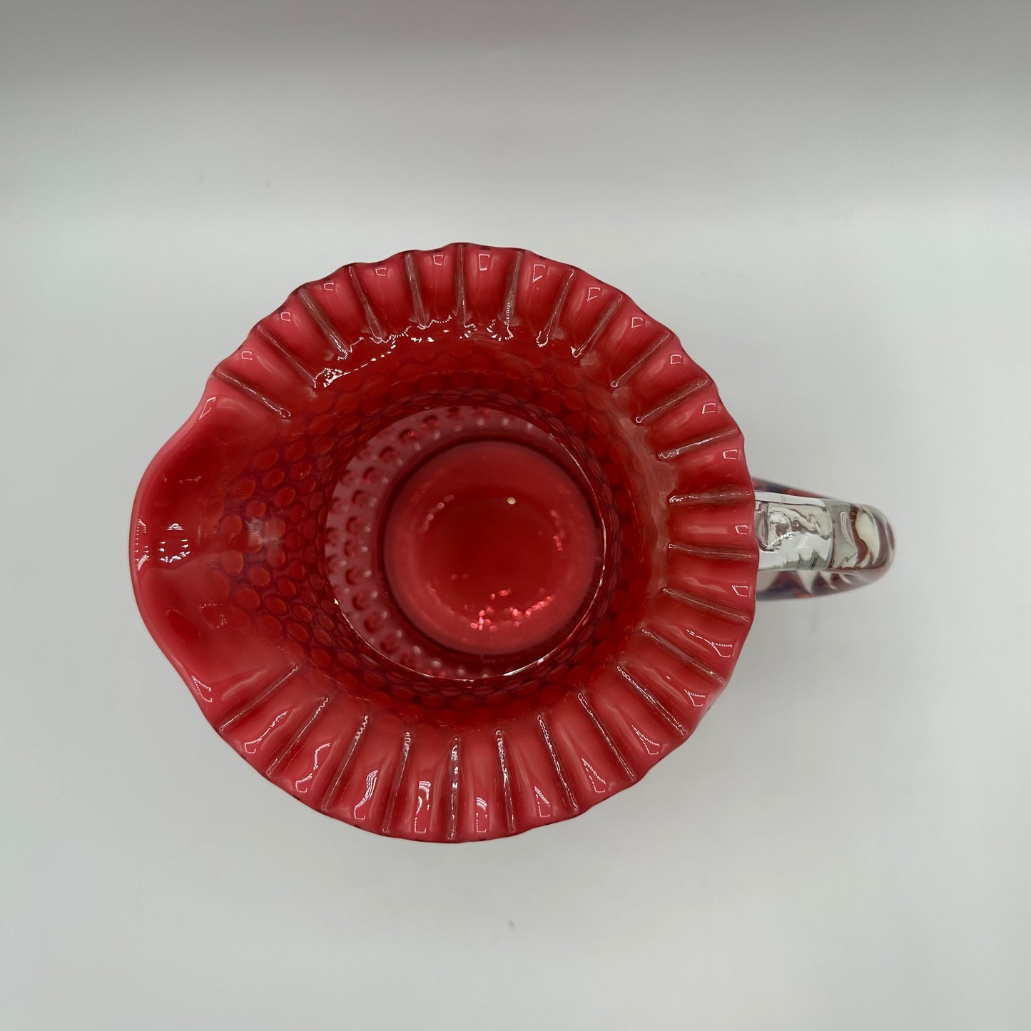Fenton Cranberry Opalescent Hobnail Large Water Pitcher