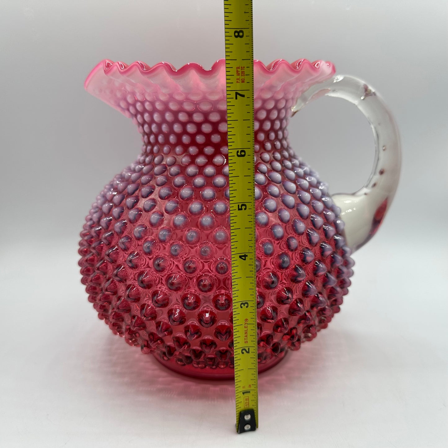 Fenton Cranberry Opalescent Hobnail Large Water Pitcher