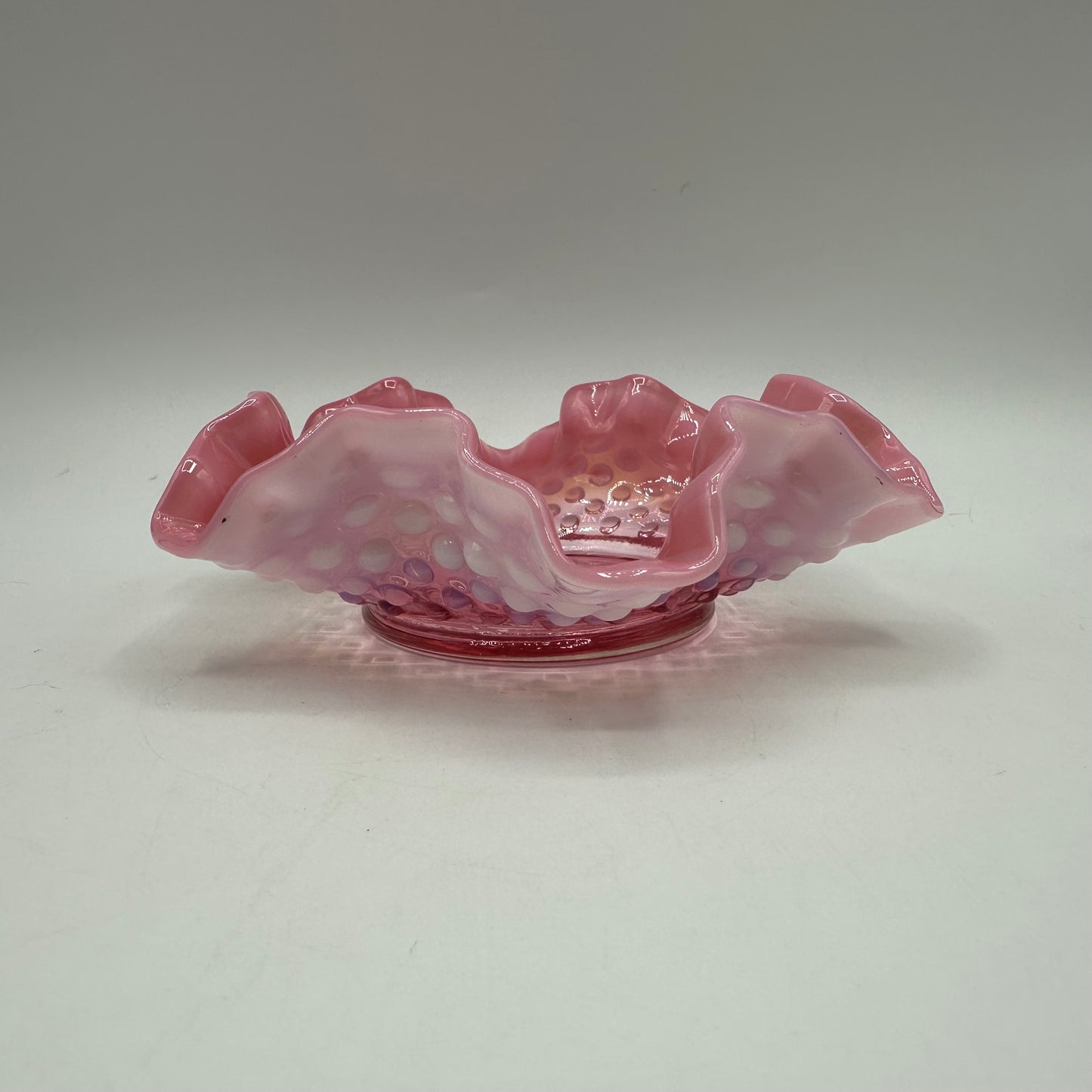 Fenton Pink Opalescent Hobnail Bon Bon Dish